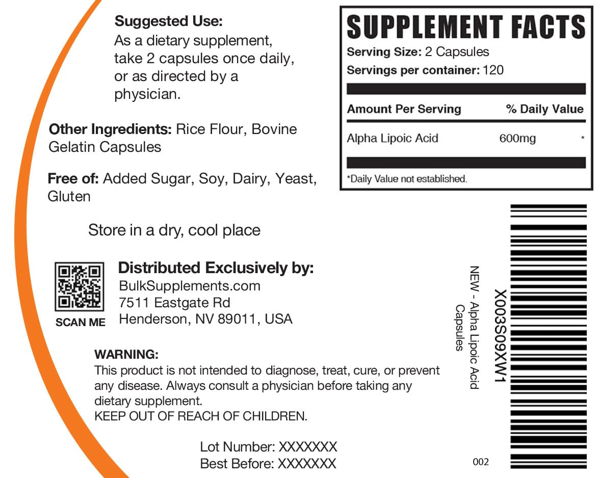 BULKSUPPLEMENTS.COM Alpha Lipoic Acid Capsules - ALA Supplement, Alpha Lipoic BULKSUPPLEMENTS.COM buy supplements canada