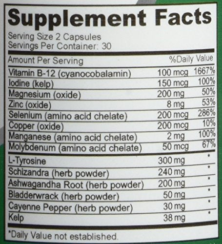 NusaPure Thyroid Support Supplement (Non-GMO) 120 caps, Ashwaganda, Iodine, Zinc, kelp, Vitamin B12, L-Tyrosine, Selenium, Copper NusaPure buy supplements canada