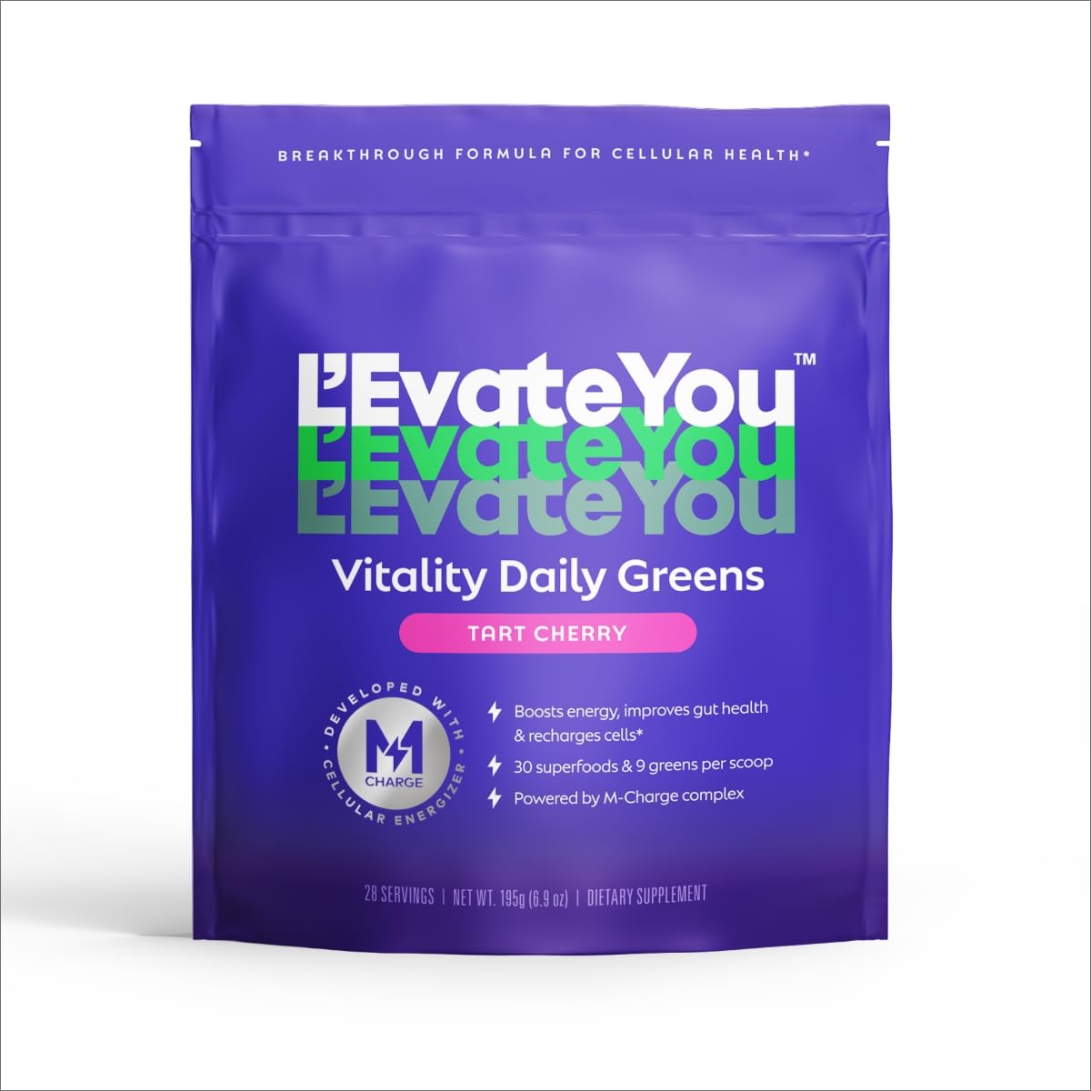 L'Evate You Vitality Daily Greens Powder (28 Servings) 30 Superfoods, 9 Greens - for a Cellular Energy Boost, Powered by M-Charge Complex for All Day Energy (Tart Cherry) Steve Harvey's L'Evate You buy supplements canada
