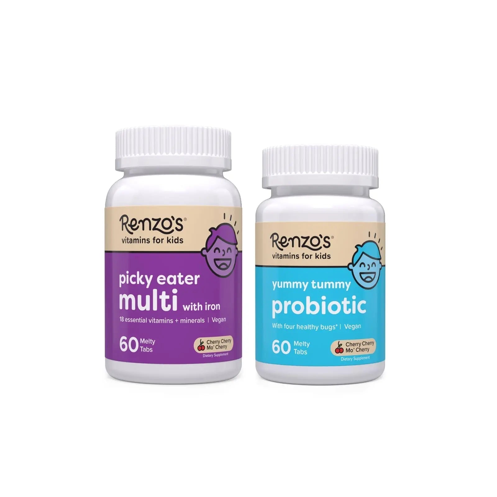 Renzo's Vitamins Happy Tummies Bundle, Probiotics for Kids and Picky Eater Kids Multivitamin Renzo's buy supplements canada