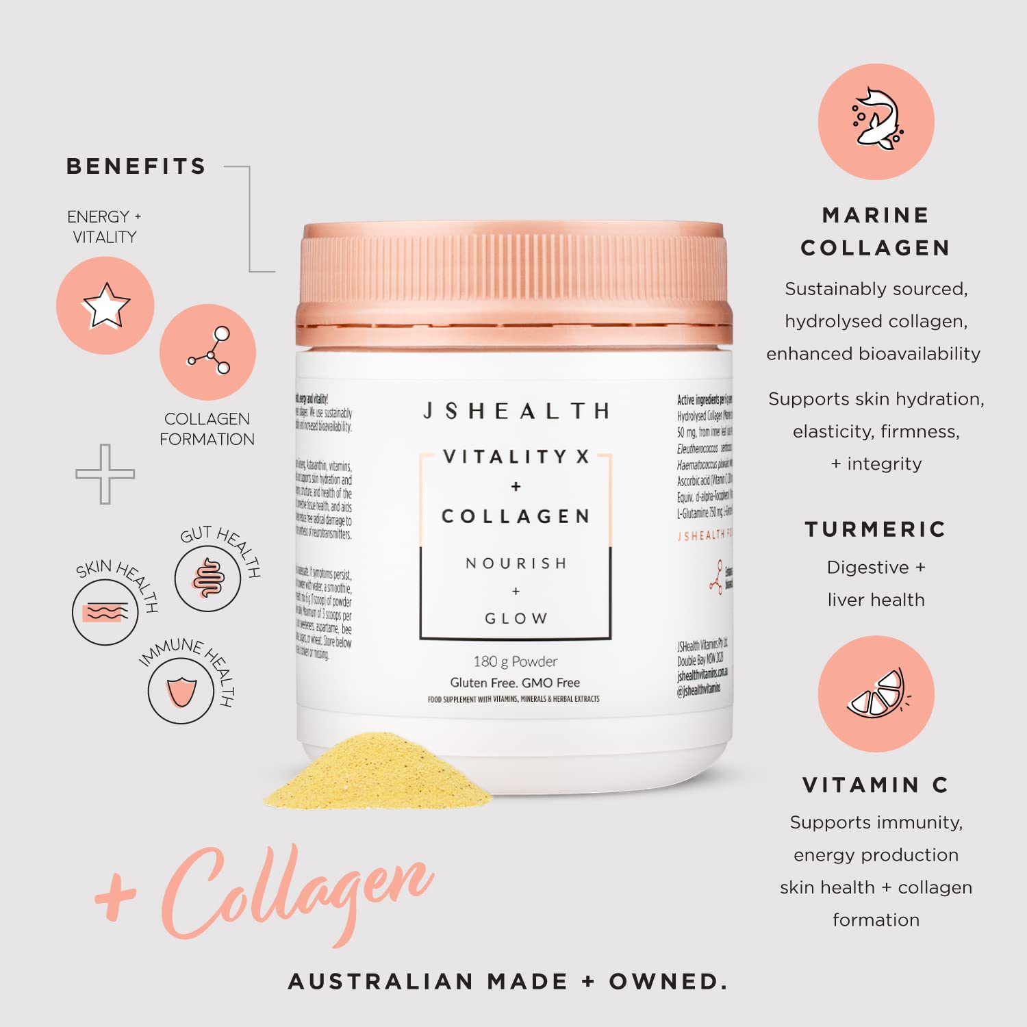JSHealth Vitamins Vitality X + Collagen - Beauty Powder Supplement with Vitamins C & E JSHealth buy supplements canada