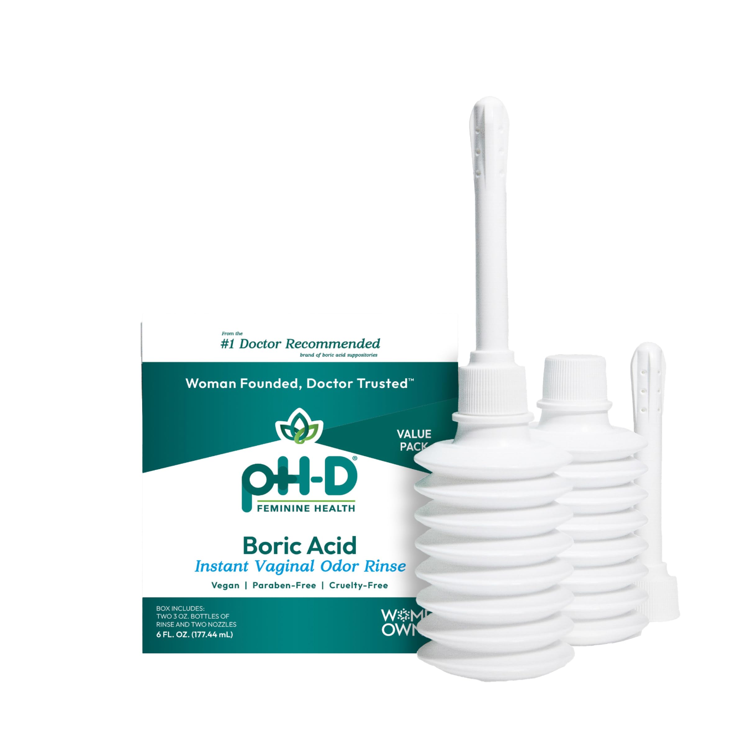 pH-D Feminine Health Support - Instant Odor Rinse with Boric Acid for Vaginal Odor - Vegan, Paraben-Free, Cruelty-Free, 6 Fl Oz Total, (3 Fl Oz, Pack of 2) pH-D Feminine Health Support buy supplements canada