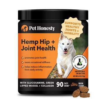 Hemp Hip & Joint Supplement for Dogs - Hemp Oil & Powder - Glucosamine Chondroitin for Dogs, Turmeric, MSM, Green-Lipped Mussel, Supports Mobility, May Reduce Discomfort (Bacon) Pet Honesty buy supplements canada