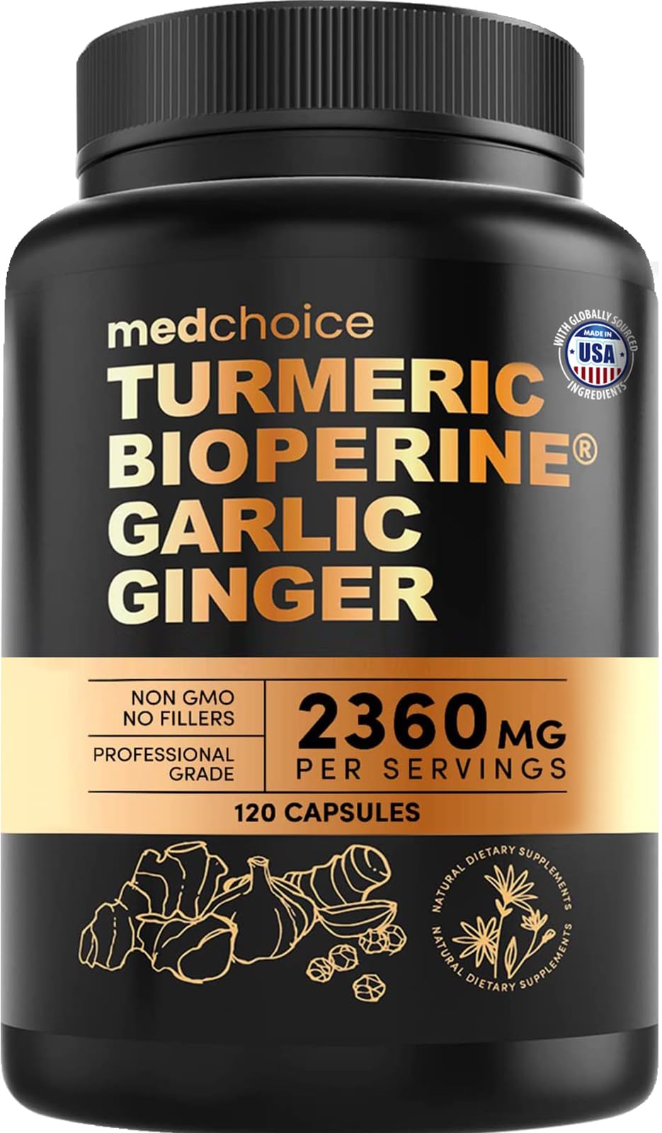 4-in-1 Turmeric Joint Support Supplements with Garlic and BioPerine - 2360 mg High Potency Herbal Blend for Mobility, Everyday Flexibility, Digestive Comfort MEDCHOICE buy supplements canada