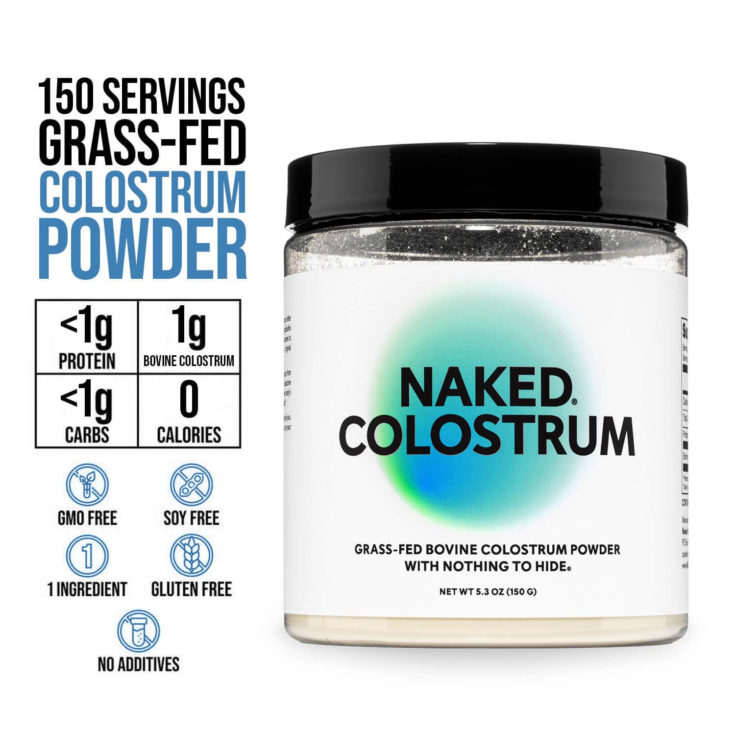 NAKED Colostrum Powder – 100% Grass-Fed Bovine Colostrum Supplement from US Farms | Tested at 20%+ IgG | Gut Health, Immunity, Recovery & Skin Support - 150 Servings NAKED buy supplements canada