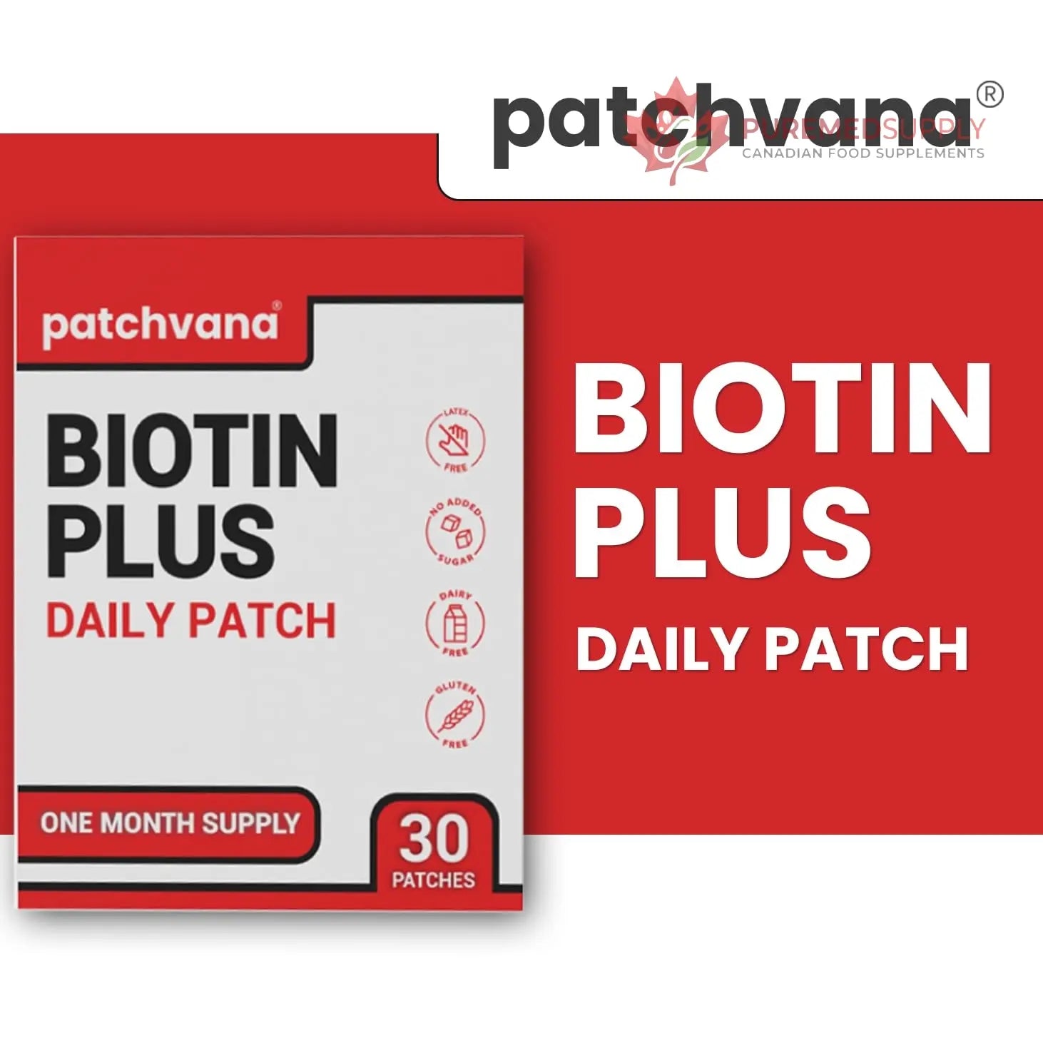 Patchvana Biotin Plus Patch for Women & Men, 1 Month Supply, 30 Patches Patchvana buy supplements canada