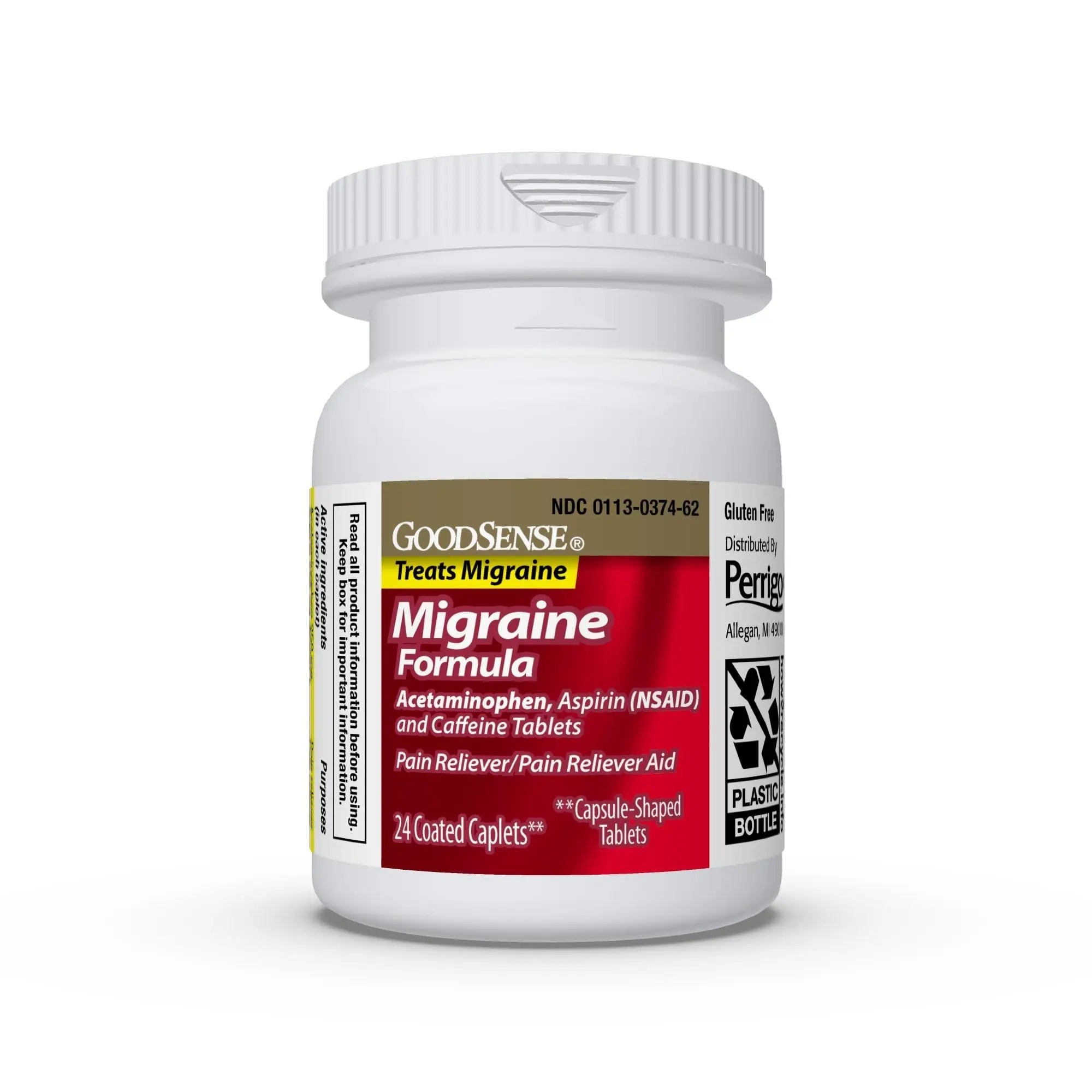 GoodSense Migraine Formula Caplets - Acetaminophen, Aspirin (NSAID) & Caffeine - Migraine Pain Relief, 24 Count GoodSense buy supplements canada