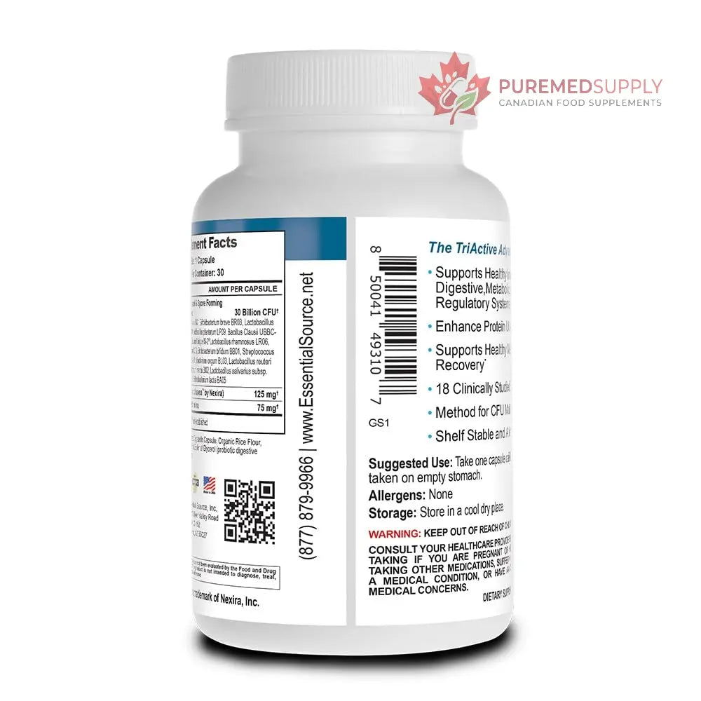 Essential Source TriActive Biotics for Men - Probiotic Capsules, 30 Billion CFU with Prebiotics & Blue Spirulina, Shelf Stable, Allergen Free, Digestive & Immune Support, 30 Count Essential Source buy supplements canada