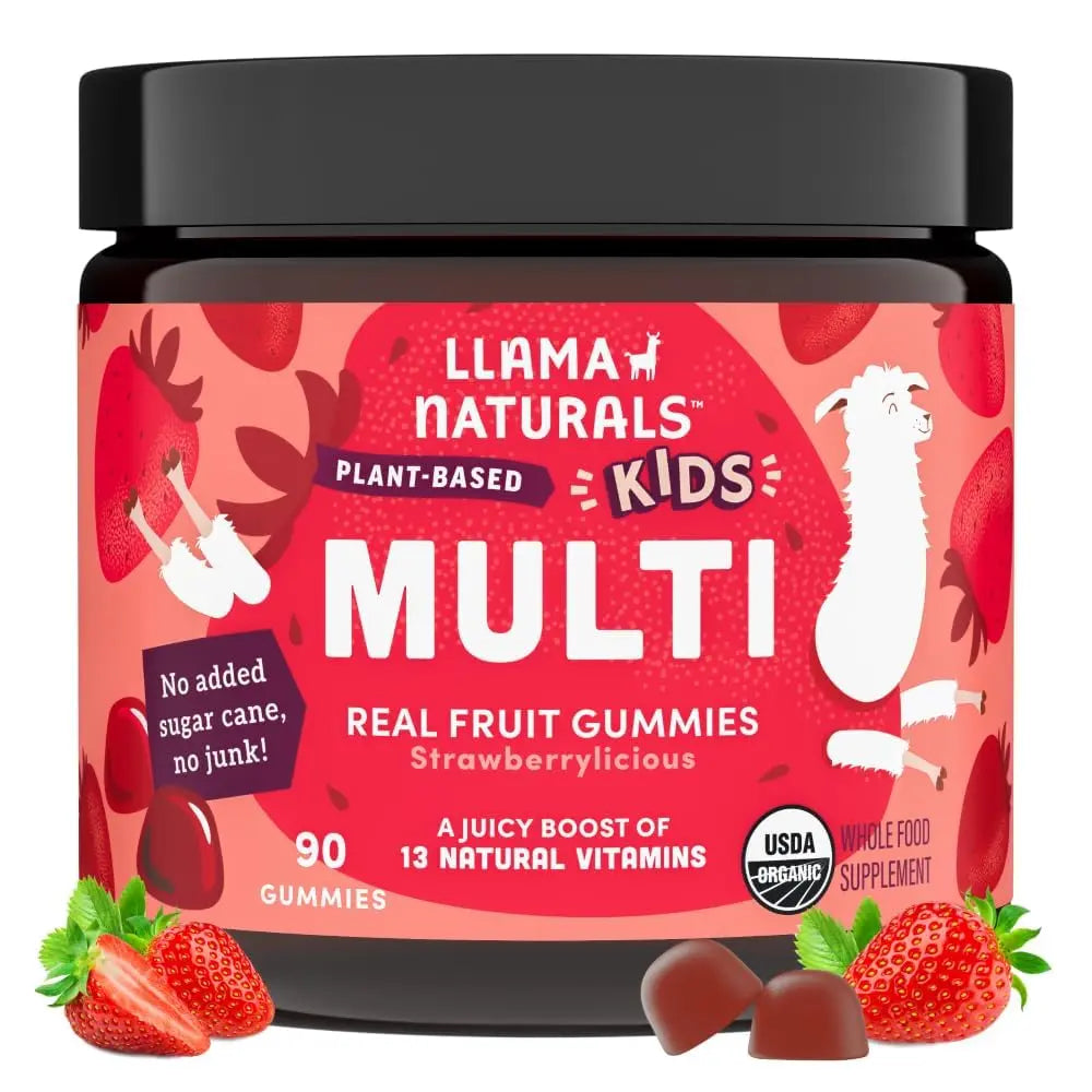 Llama Naturals Kids Multivitamin Gummies | Real Fruit, No Added Sugar Cane | Organic Vegan Toddler Whole Food Vitamins | Llama Naturals buy supplements canada