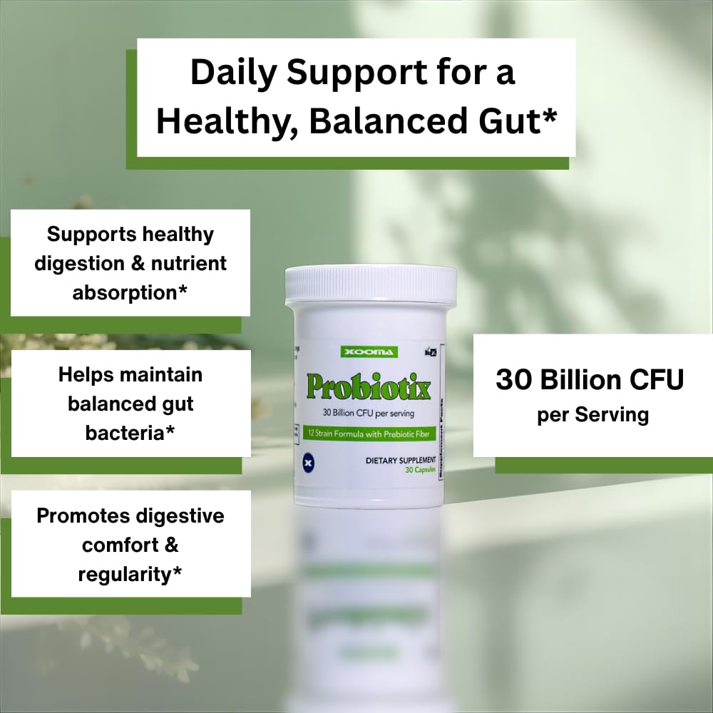 Probiotix – 12 Strain Probiotic + Prebiotic Fiber, 30 Billion CFU | Gut Health & Digestive Balance | Gas & Bloating Support | Immune System Reinforcement | Gluten, Soy & Dairy Free – 30 Capsules Xooma buy supplements canada