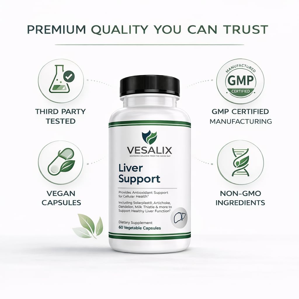 VESALIX Liver Support Supplement for Adults 40+ – Milk Thistle, Artichoke & Dandelion with Digestive Enzymes – Supports Digestion & Cellular Health – 60 Vegetarian Capsules VESALIX buy supplements canada