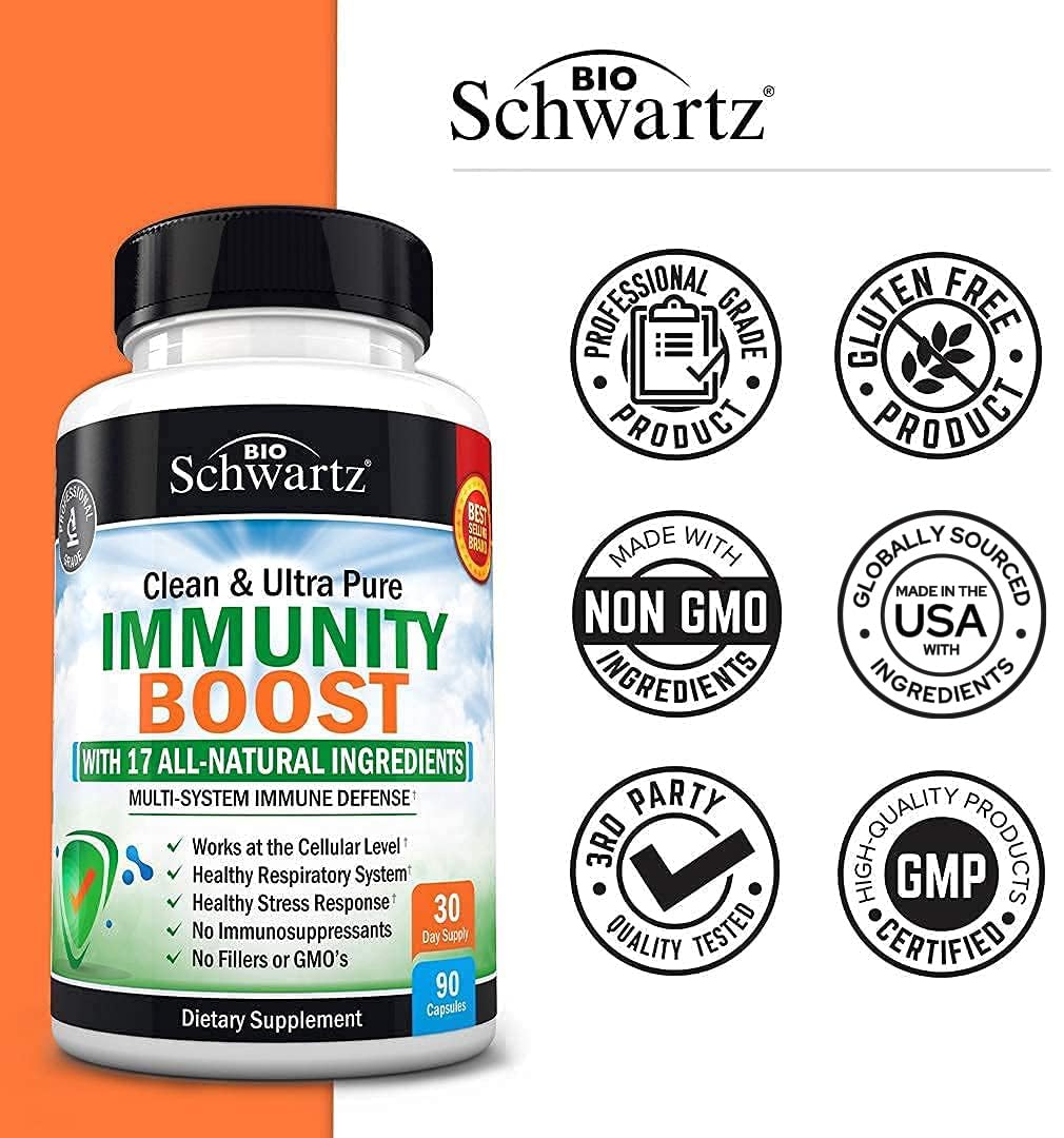 Immune Support Supplement with Vitamin C 1000mg Zinc Elderberry Extract Ginger BioSchwartz buy supplements canada