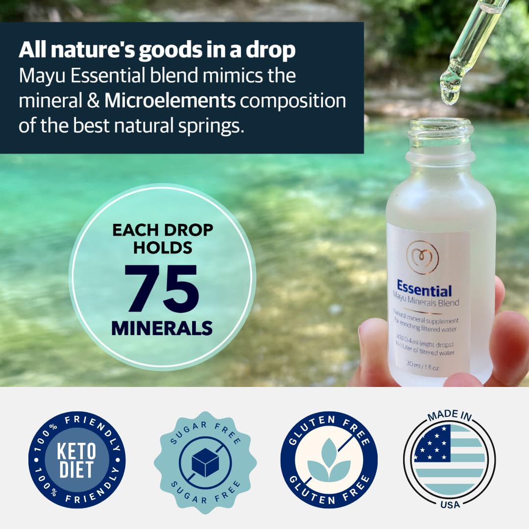 MAYU Trace Mineral Drops - 3 Bottles - 80+ Full-Spectrum Ionic Minerals for Water - Great-Tasting Mineral Supplement for Hydration - Magnesium, Potassium & Zinc - No Additives - 90 Servings mayu buy supplements canada