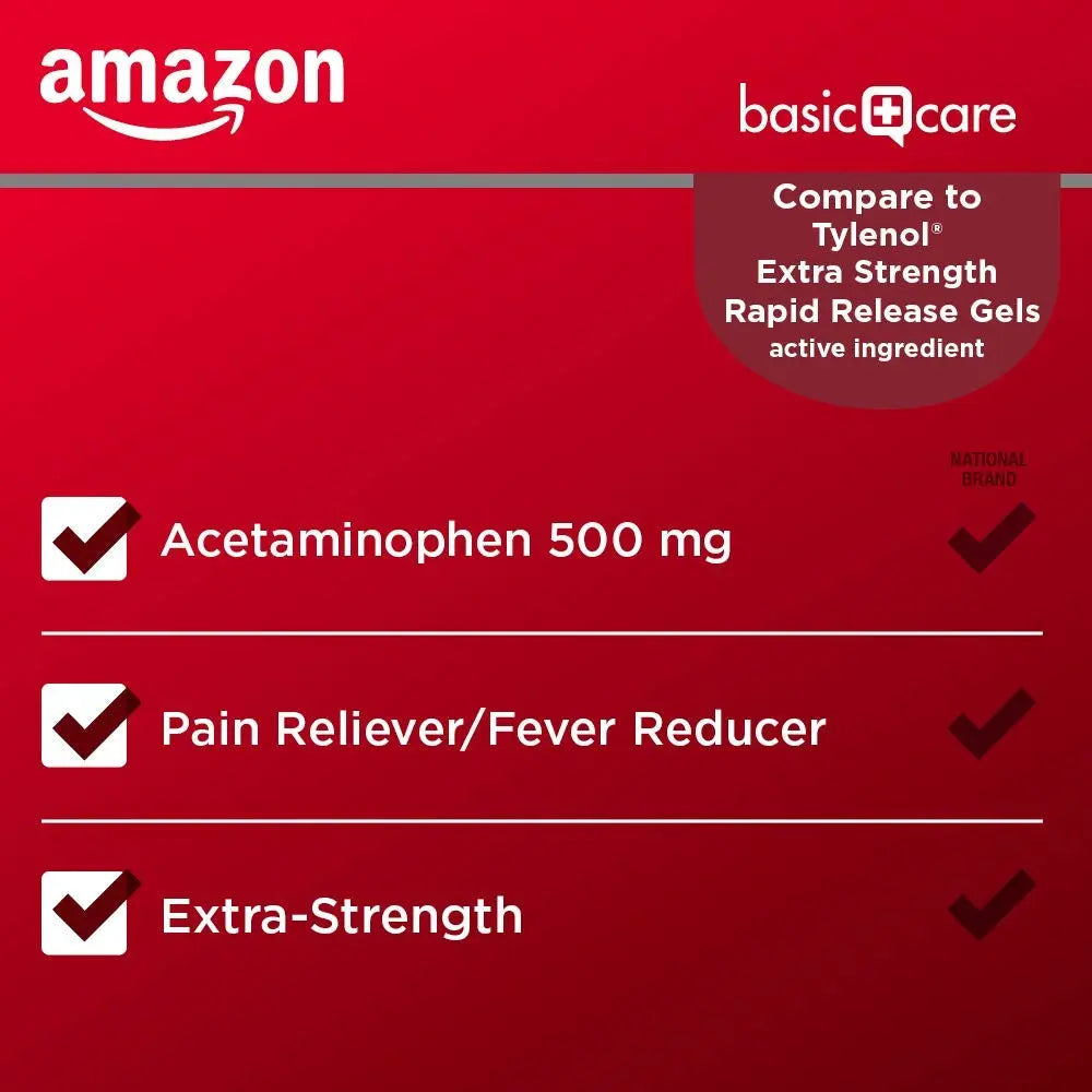 Amazon Basic Care Rapid Release Acetaminophen Caplets 500 mg, Extra Strength Pain Reliever and Fever Reducer for Headache, Backache, Menstrual Pain, Arthritis Pain, 400 Count Amazon Basic Care buy supplements canada