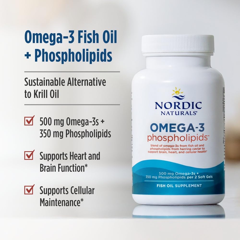 Nordic Naturals Omega-3 Phospholipids, Unflavored - 60 Soft Gels - 500 mg Omega-3 & 350 mg Phospholipids - Heart & Brain Health - Small, Easy-to-Swallow Soft Gels - Non-GMO - 30 Servings Nordic Naturals buy supplements canada