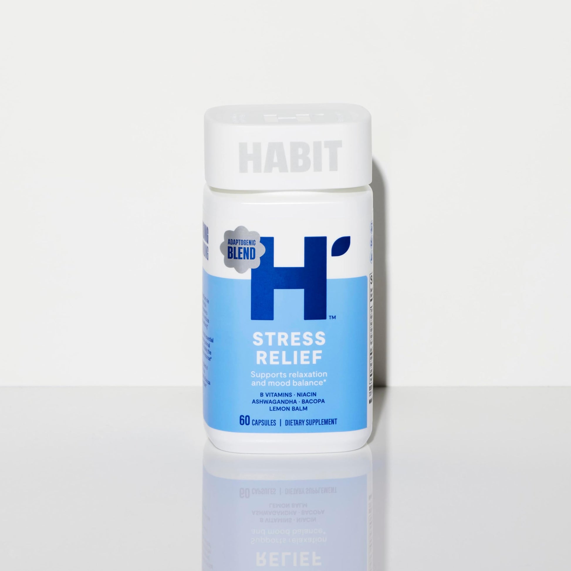 Habit Stress Relief Supplement (60 Capsules) - New Look, Supports Relaxation & Mood Balance, Vitamin B, Adaptogens, Lemon Balm, Calming, Vegan, Non-GMO (1 Pack) H' Habit buy supplements canada