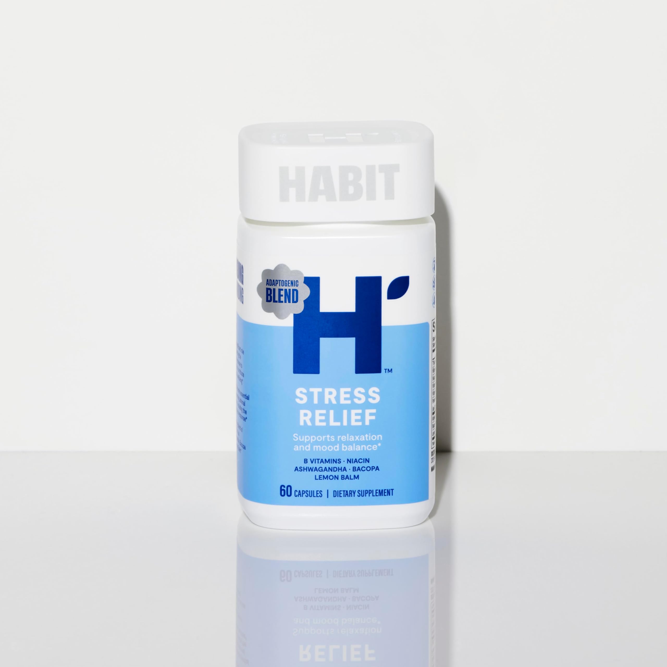 Habit Stress Relief Supplement (60 Capsules) - New Look, Supports Relaxation & Mood Balance, Vitamin B, Adaptogens, Lemon Balm, Calming, Vegan, Non-GMO (1 Pack) H' Habit buy supplements canada