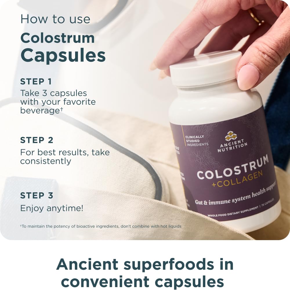 Ancient Nutrition Colostrum Superfood + Collagen, Grass Fed Bovine Colostrum, Fermented Eggshell Membrane Collagen, Supports Healthy Gut Ancient Nutrition buy supplements canada
