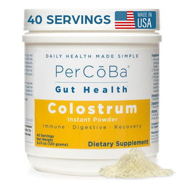 Colostrum Supplement for Gut Health, Bloating, Hair Growth, Muscle Recovery, Immune Support - Unflavored Bovine Colostrum Powder Made in USA, Non-GMO, Gluten Free, 120 Grams Per Serving - 40 Servings PERCOBA buy supplements canada