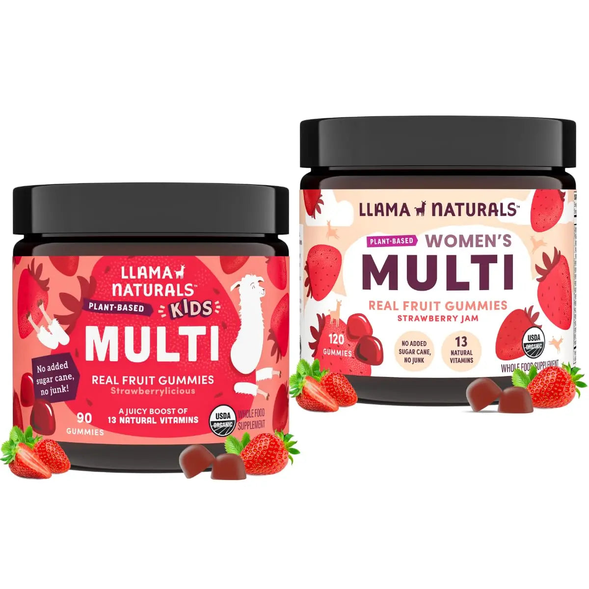 Llama Naturals Real Fruit Multivitamin Gummies | Kids & Women's Whole Food-Based Vitamins | No Added Cane Sugar | Llama Naturals buy supplements canada
