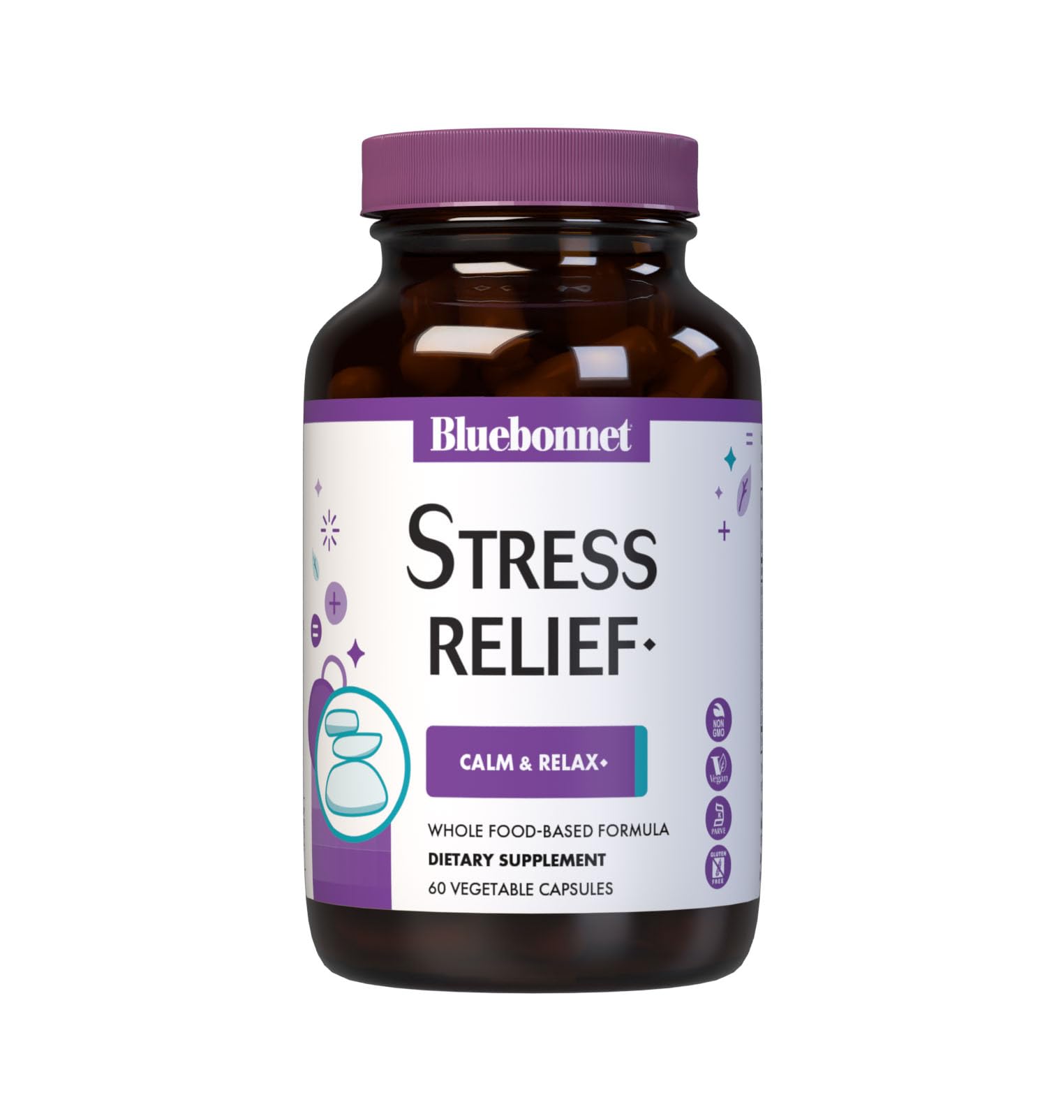 BlueBonnet Targeted Choice Stress Relief Whole Food Based Ashwagandha Extract, L-Theanine, Lemon Balm, Rhodiola Relaxing Calm Mood Supplement for Women & Men - Non-GMO, Vegan - 60 Vegetable Capsules BlueBonnet buy supplements canada
