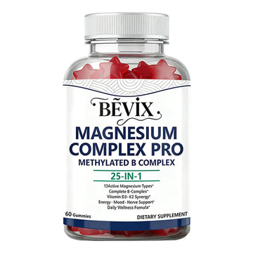 BEVIX Magnesium Complex Gummies with Methylated B Complex Magnesium Glycinate Citrate Malate Taurate Gluconate Aspartate Carbonate D3 K2, Magnesium for Relaxation Energy & Nerve, 60 Gummies BEVIX buy supplements canada