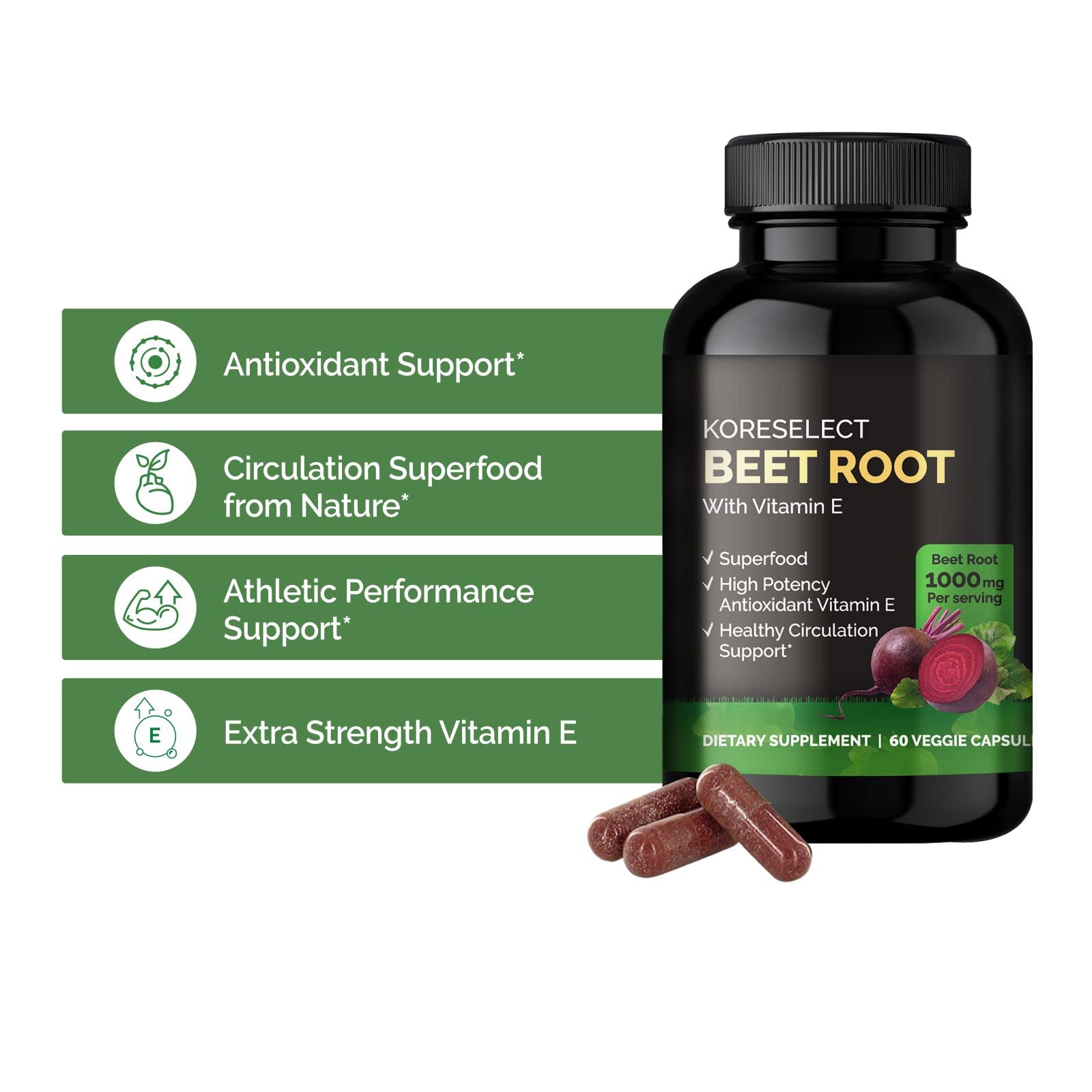 KORESELECT Beet Root & Tart Cherry Capsules 16,000mg Capsules Bundle for Nitric Oxide KORESELECT buy supplements canada
