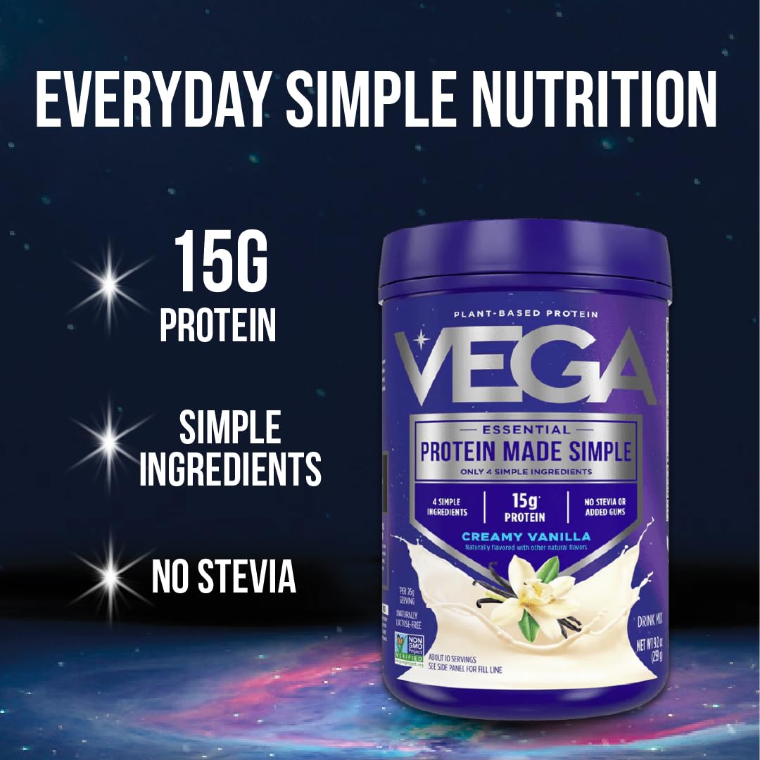 Vega Protein Made Simple Protein Powder, Vanilla - Stevia Free, Vegan, Plant Based, Healthy, Gluten Free, Pea Protein for Women and Men, 9.2 oz (Packaging May Vary) Vega buy supplements canada