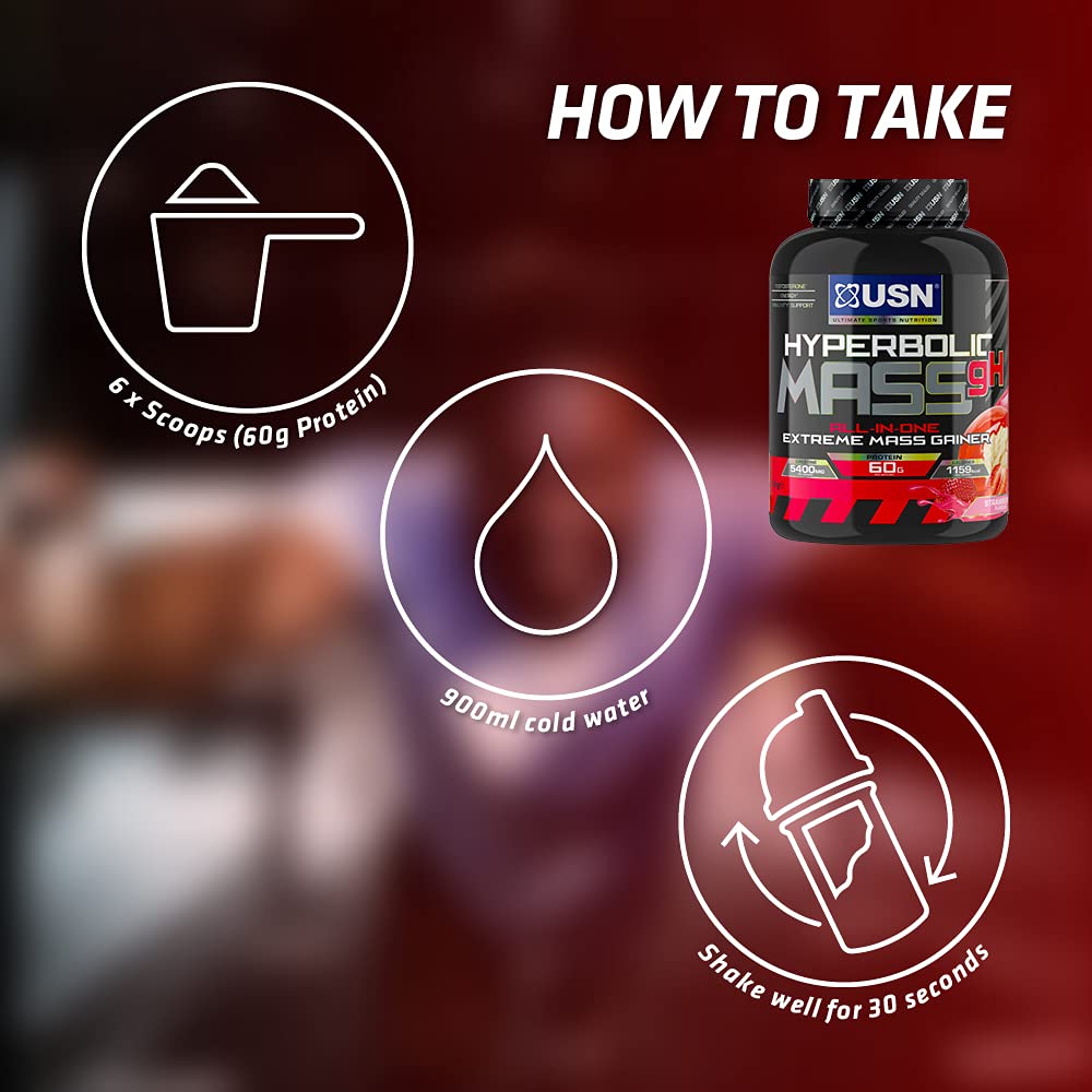 USN Hyperbolic Mass Strawberry 6kg: High Calorie Mass Gainer Protein Powder for Fast Muscle Mass USN buy supplements canada