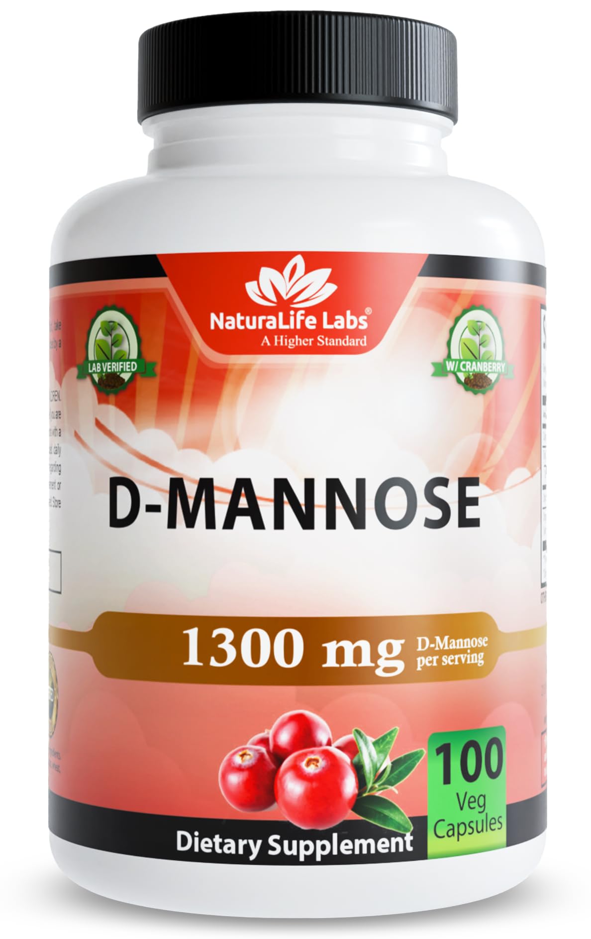NaturaLife Labs Organic D-Mannose 1300 mg with Organic Cranberry Extract 100 mg per Serving – 100 Capsules – Non-GMO, Gluten-Free, Vegan NaturaLife Labs buy supplements canada
