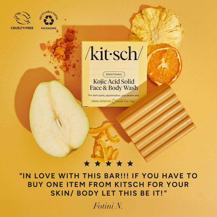 Kitsch Kojic Acid Soap – Turmeric Soap Bar with Hyaluronic Acid & Shea Butter – Brightening & Hydrating Body Wash & Face Wash for Dark Spots Kitsch buy supplements canada