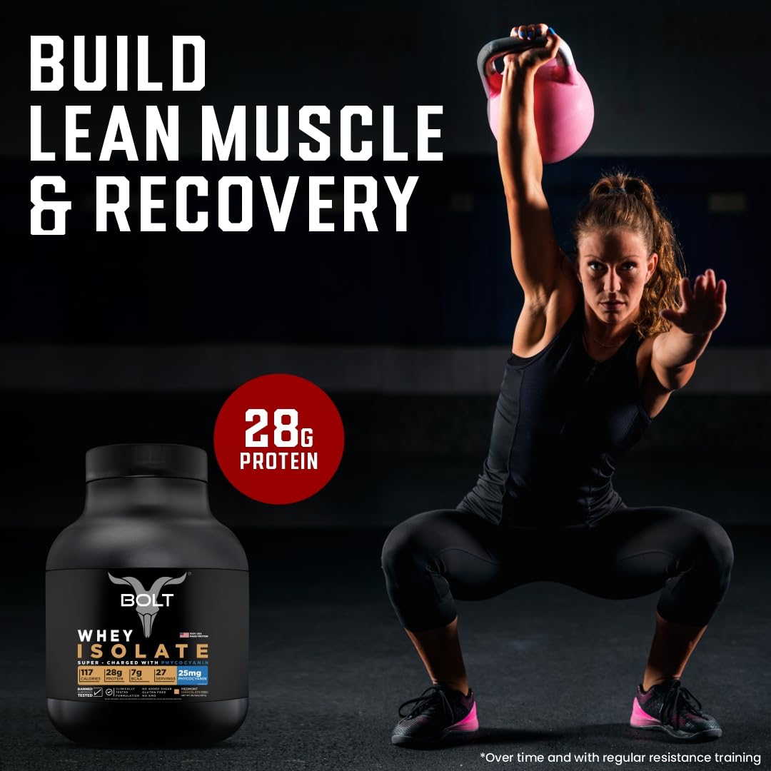 Bolt Nutrition Whey Isolate Protein Powder | with Superfood Phycocyanin | Muscle Strength Bolt Nutrition buy supplements canada