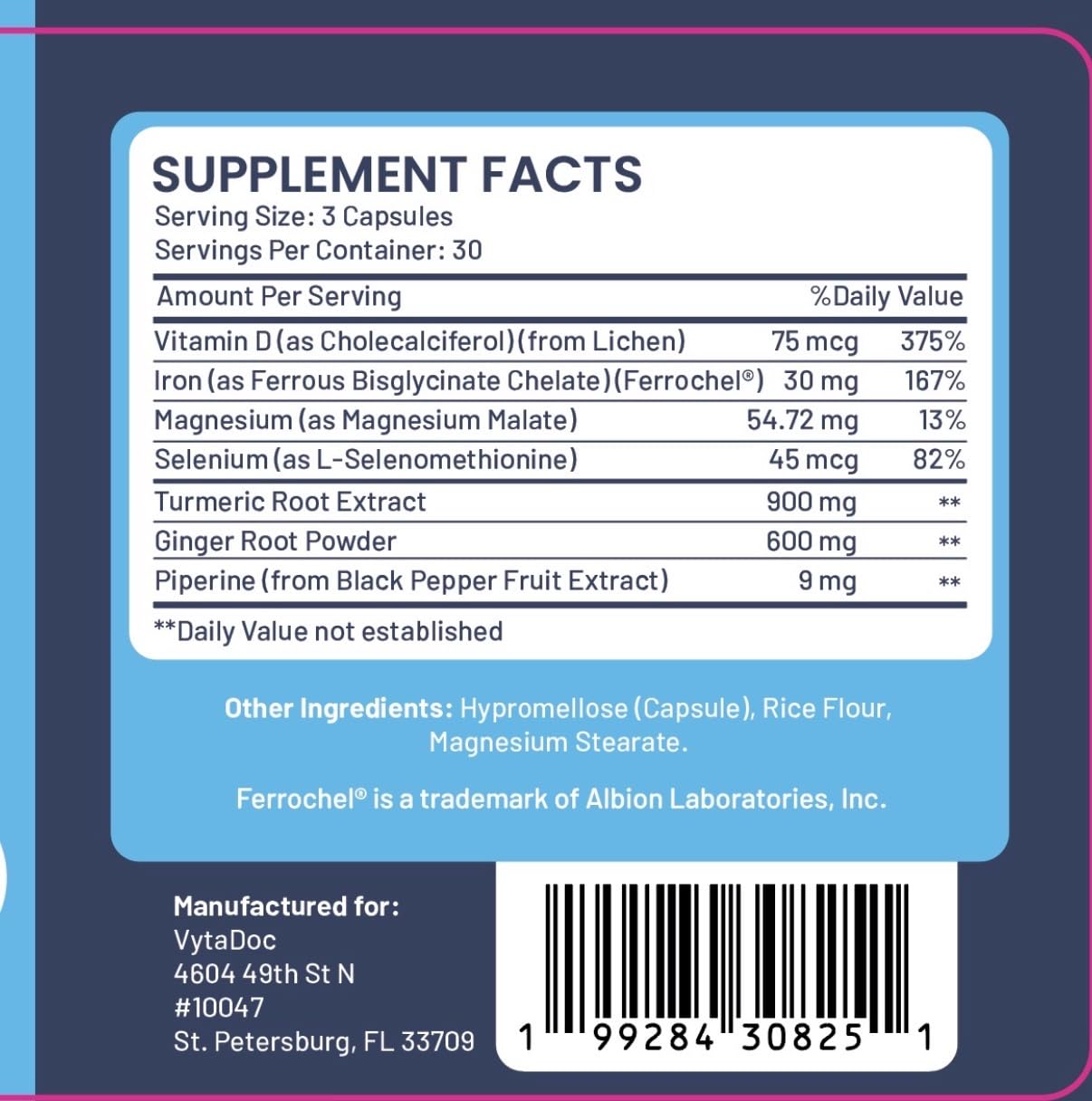 VytaDoc SootheFlex Joint, Energy & Mood Support for Women | Turmeric 900mg, Ferrochel® Iron, Magnesium Malate, Vitamin D3, Ginger, Selenium | 90 Capsules | Gentle Iron — Easy on Digestion VytaDoc buy supplements canada