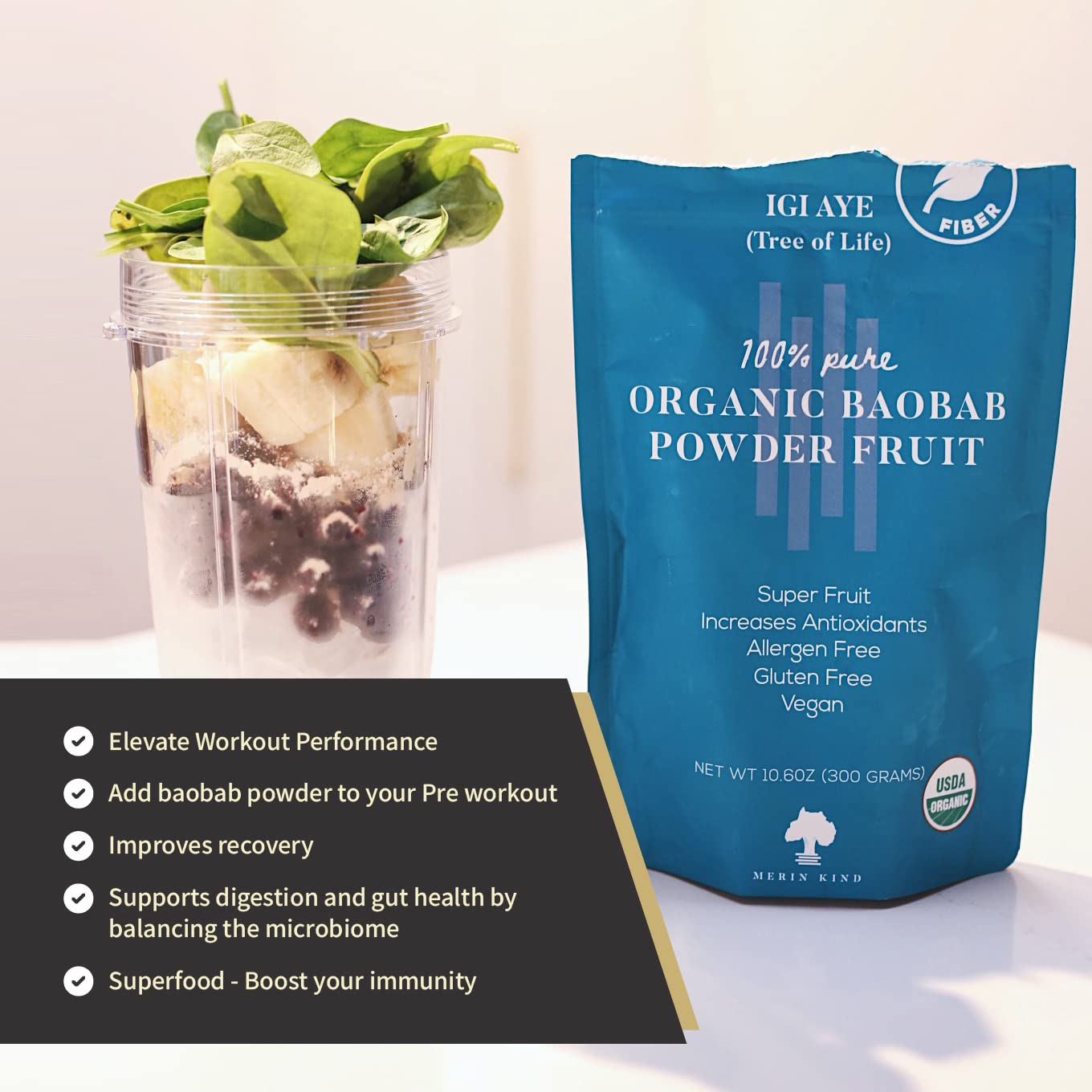 MERIN KIND Organic Baobab Powder - Prebiotic Fiber Supplement MERIN KIND buy supplements canada
