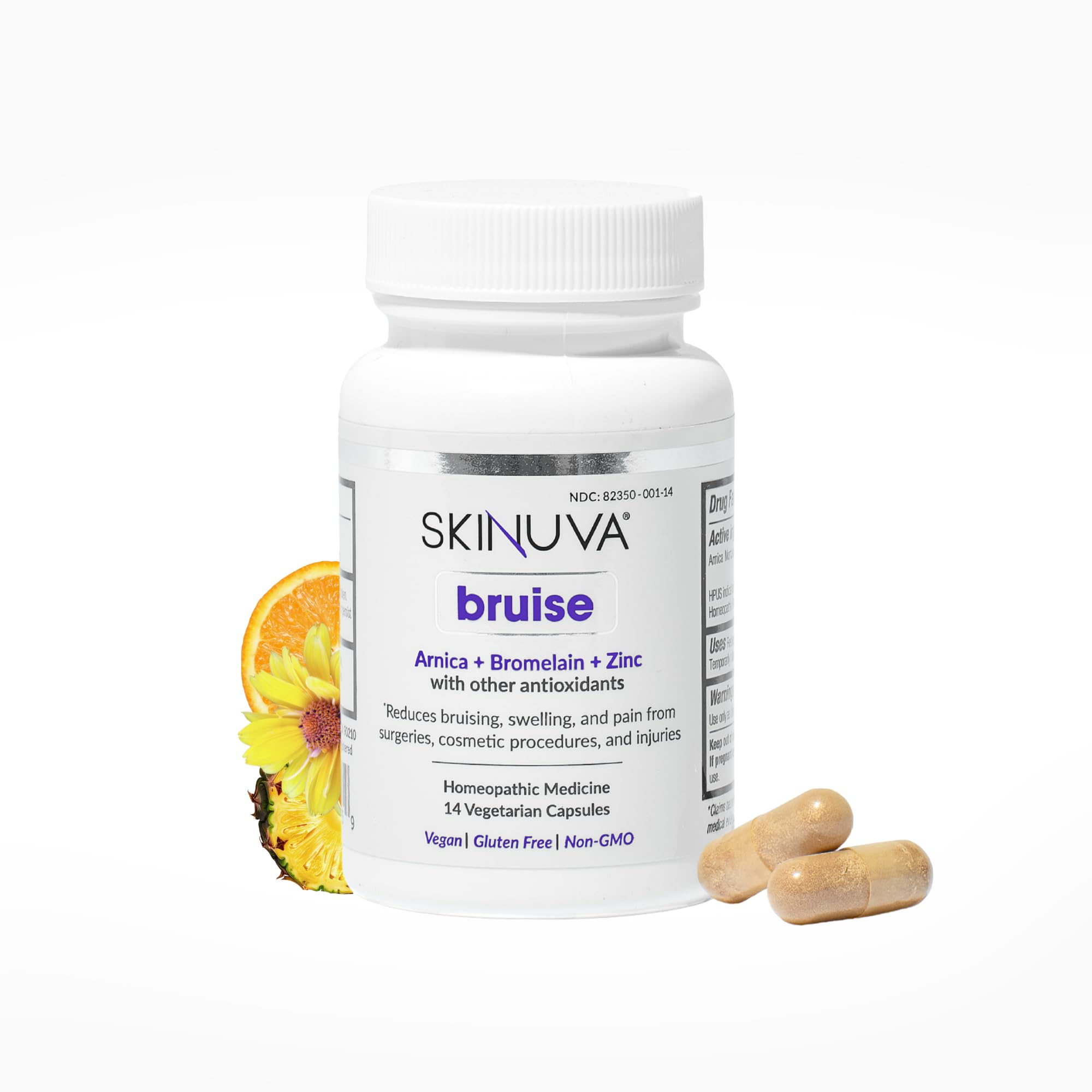 Skinuva® Bruise - Supplement for Bruising and Swelling - A Homeopathic Bruise Remedy Formulated with Arnica, Bromelain & Zinc - 14 Capsules (7-Day Treatment) Skinuva buy supplements canada