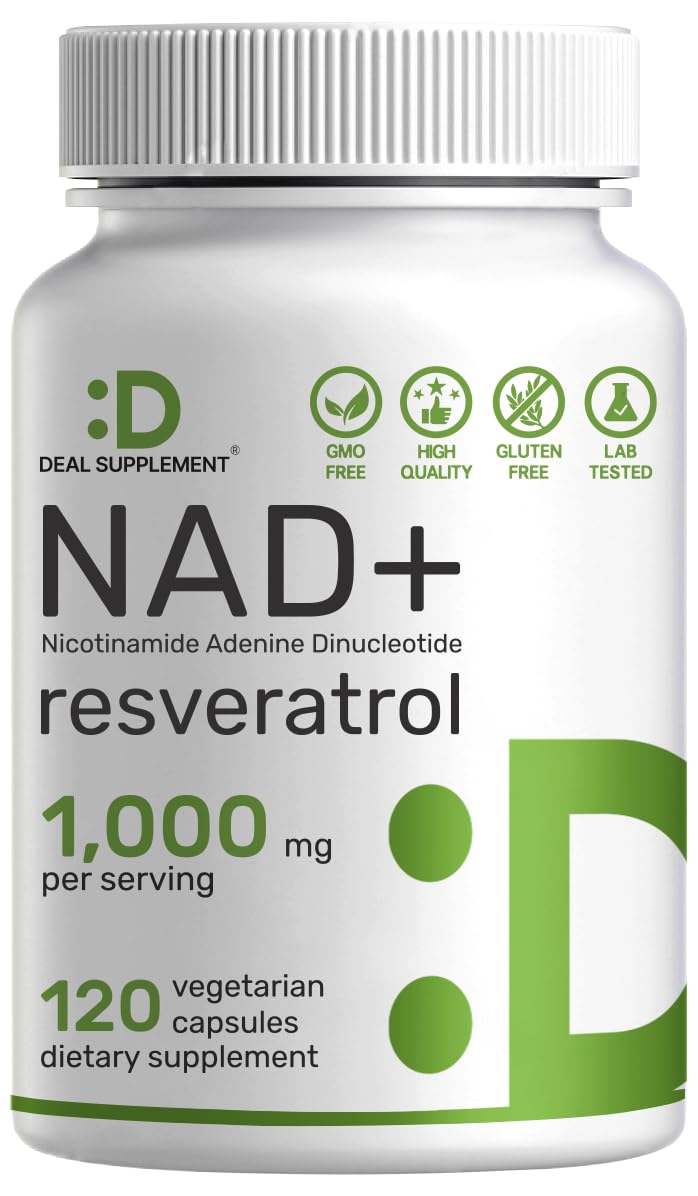 NAD+ Resveratrol Supplement 1,000mg Per Serving, 120 Veggie Capsules | 2-in-1 Extra Strength NMN Supplement Alternative | NAD Supplements for Women & Men | Non-GMO, Gluten Free DEAL SUPPLEMENT buy supplements canada