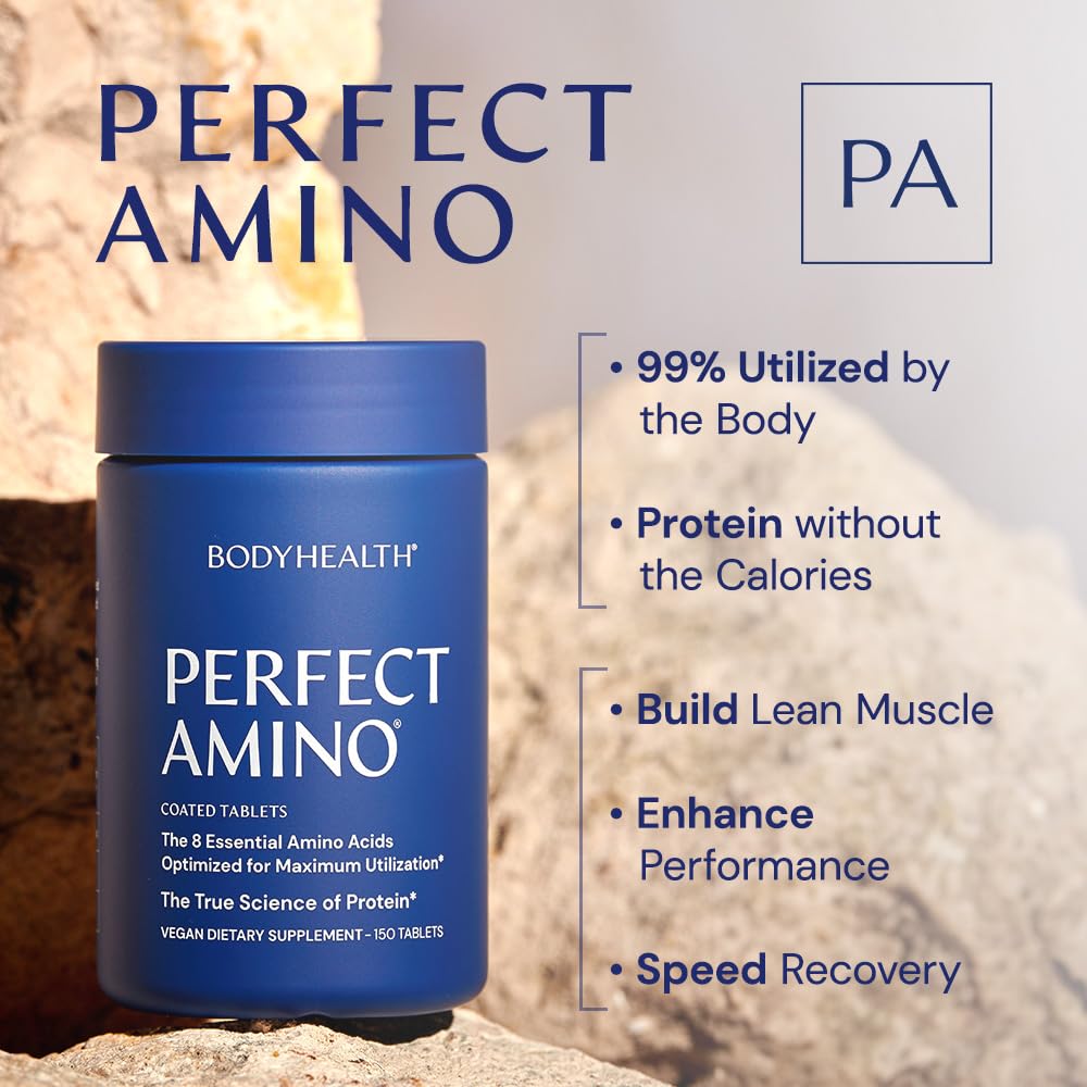 BodyHealth PerfectAmino (150 ct) Easy to Swallow Tablets, Essential Amino Acids Supplement with BCAAs, Vegan Protein for Pre/Post Workout & Muscle Recovery with Lysine BodyHealth buy supplements canada