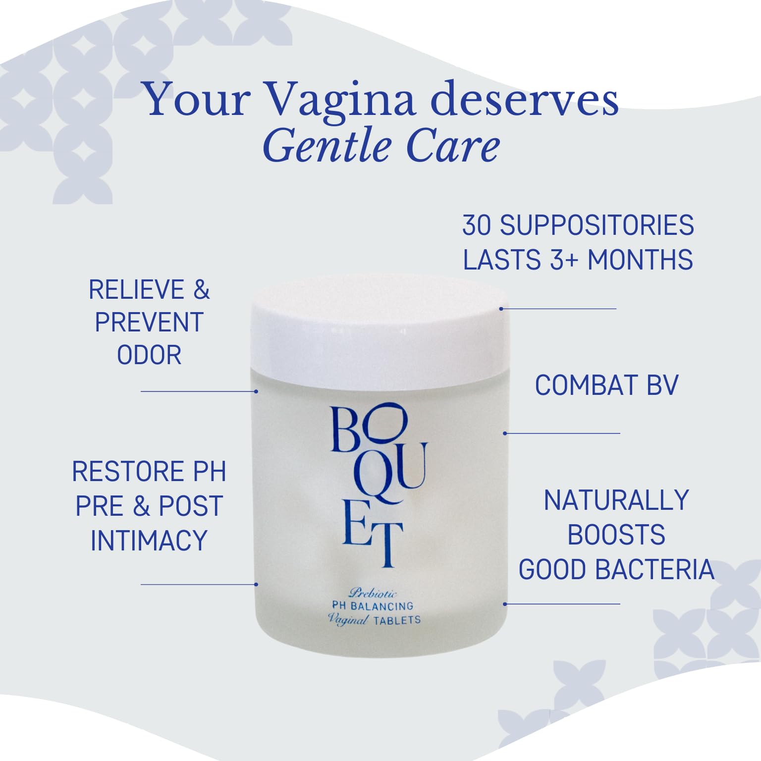 Boquet Vaginal Prebiotic Suppository- Relieve Odor, Prevent Bacterial Vaginosis, Balance pH Boquet buy supplements canada