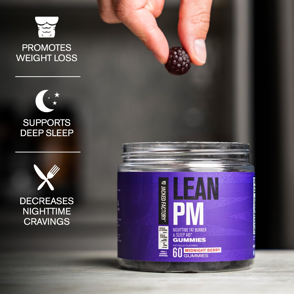 Jacked Factory Lean PM Weight Loss Gummies - Night Time Fat Burner & Appetite Suppressant Sleep Supplement with Melatonin & Ashwagandha Jacked Factory buy supplements canada