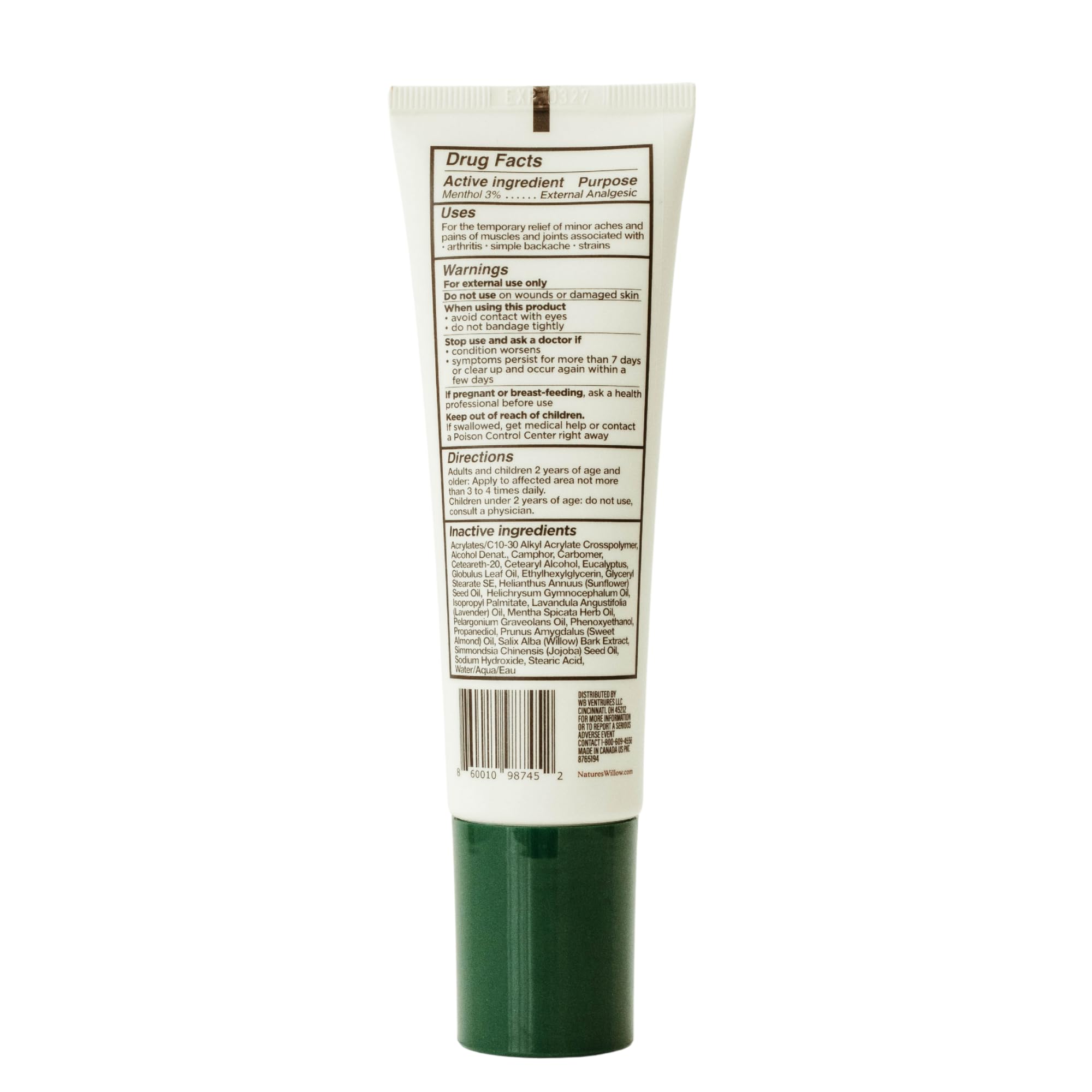 NEW Nature's Willow ROLL-ON Pain Relief | Fast-Acting, No-Mess Relief for Back, Neck, Knees & Joints | Willow Bark & Menthol | Clean, Fresh Scent | No Dyes or Artificial Fragrance | 3.1 fl oz | 3-Pack Nature's Willow buy supplements canada