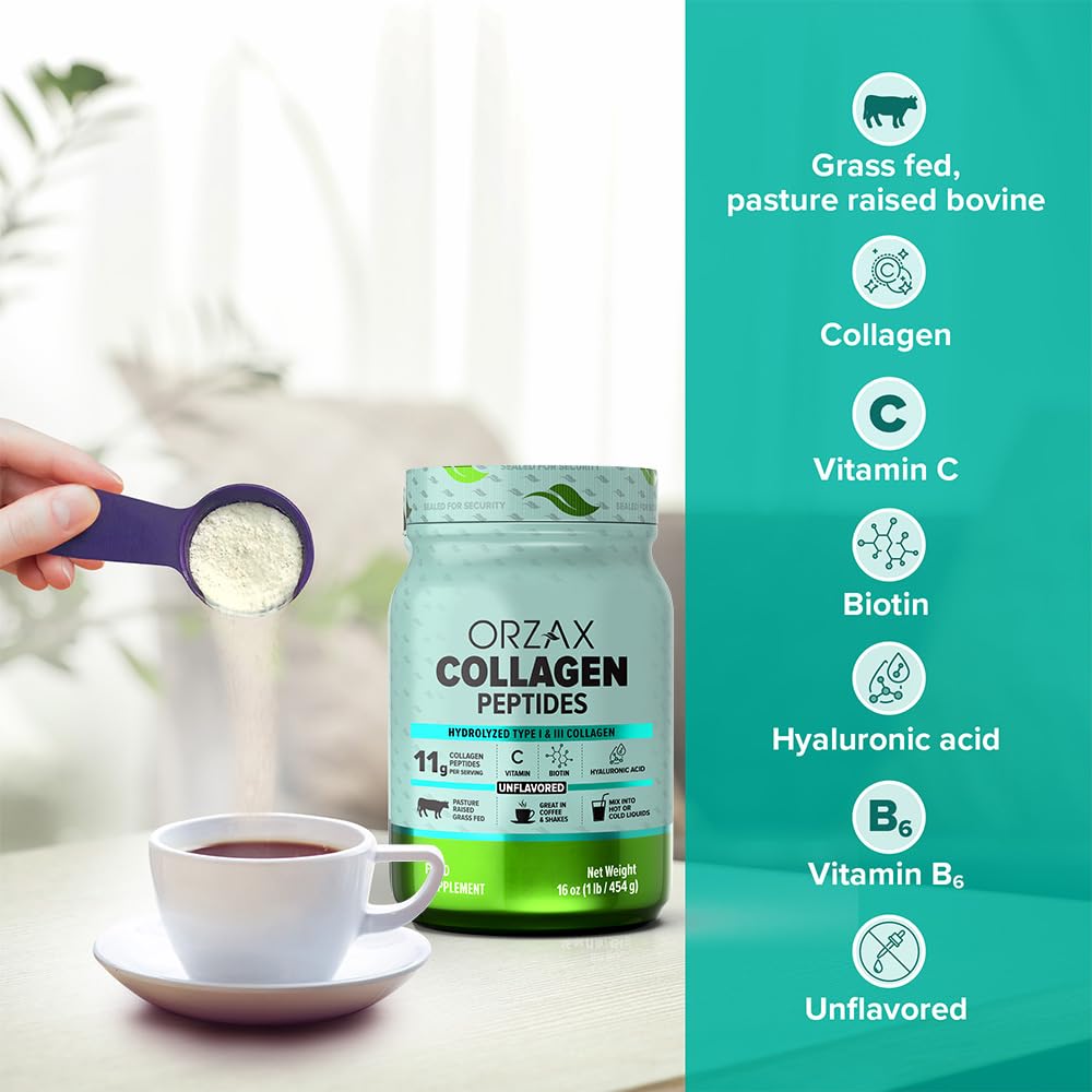 ORZAX Collagen Peptides Powder Unflavored - Hair, Skin and Nails Vitamins - Bone ORZAX buy supplements canada