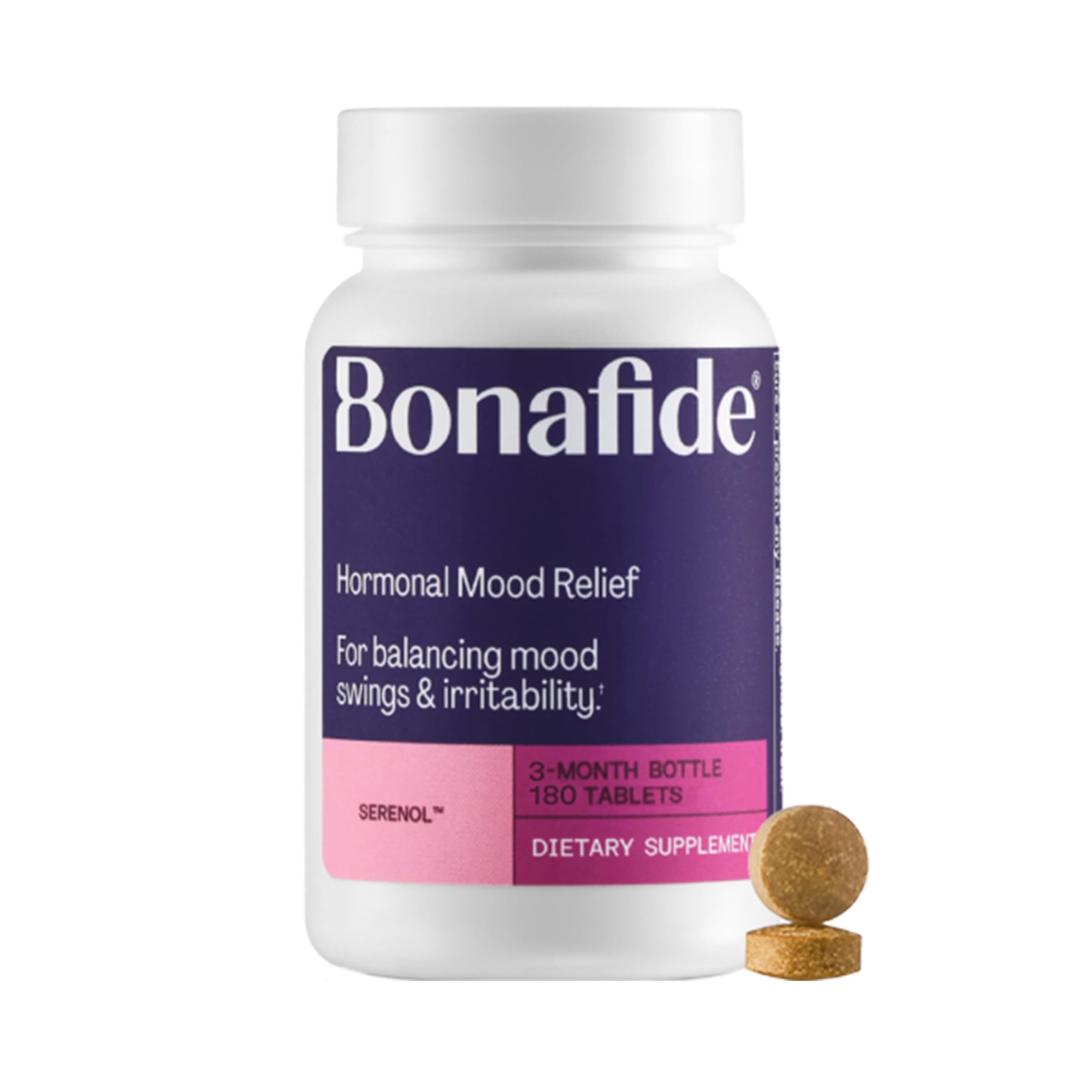 Serenol by Bonafide. Relief from Hormonal Mood Swings, Irritability, & PMS Bloating. — 3-Month Supply (180 Tablets) Bonafide buy supplements canada