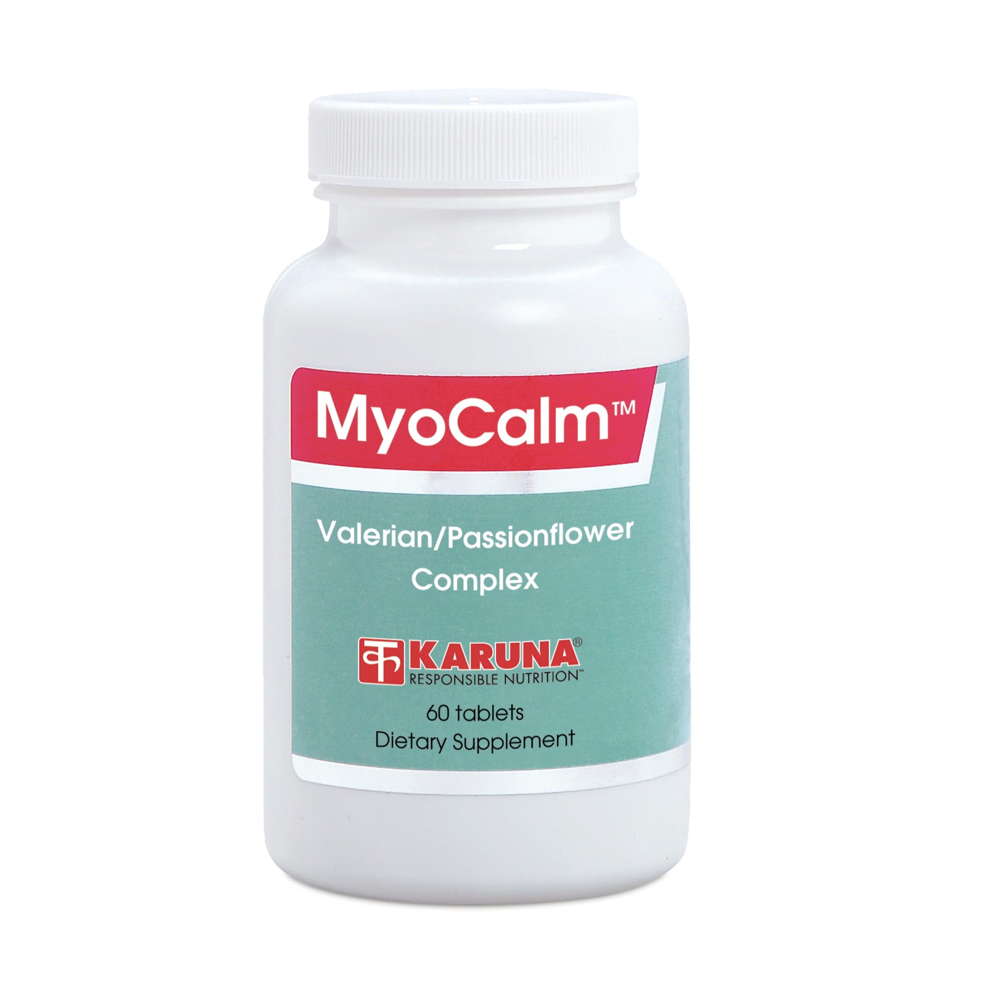 MyoCalm 60 Vegetarian Capsules | Valerian 175mg, Passion Flower 100mg, Black Cohosh 100mg, Calcium 75mg, Magnesium 75mg, b3(niacinamide), b6(Pyridoxine HCI) Karuna buy supplements canada