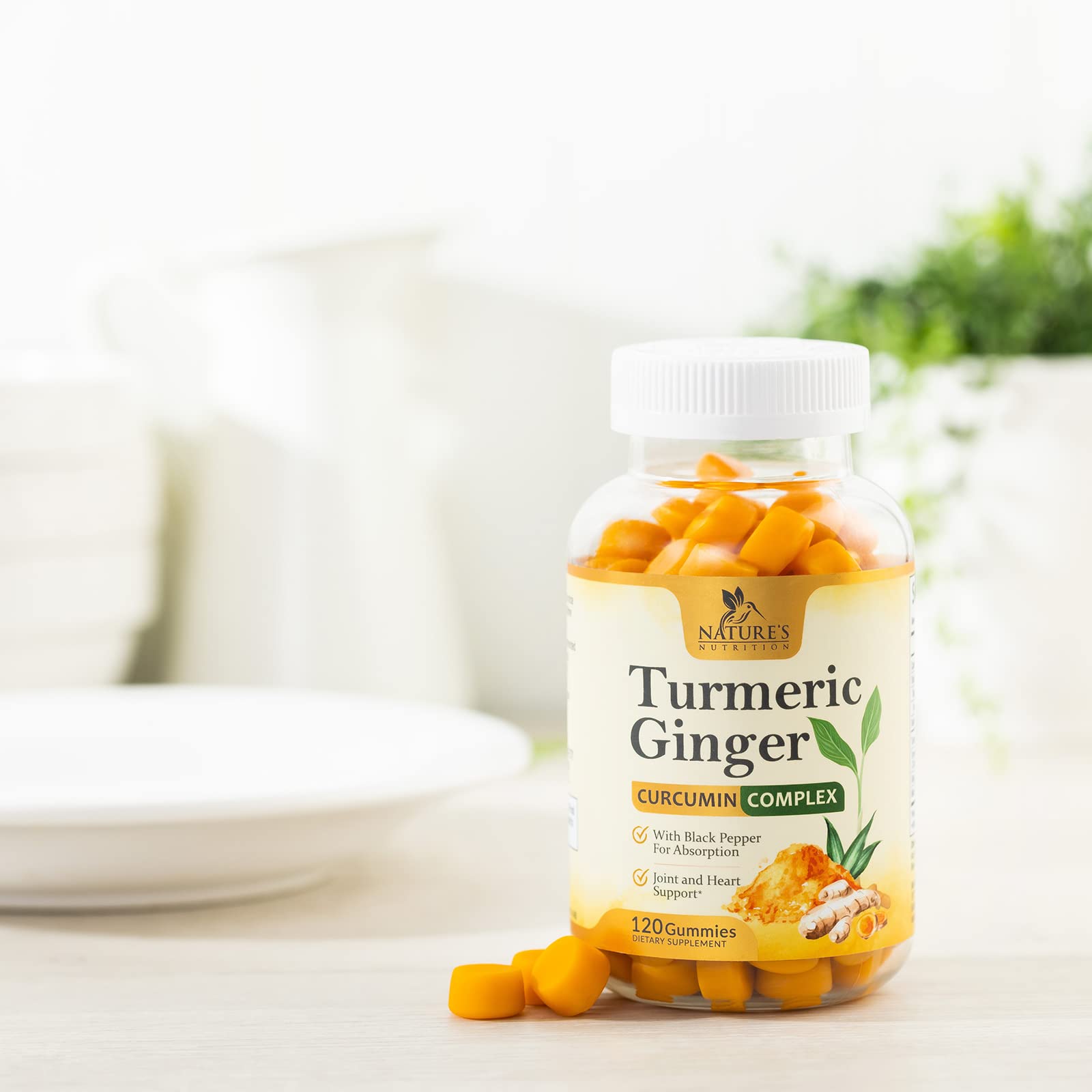Turmeric Ginger Gummies - Vegan Turmeric Curcumin Gummy with 95% Curcuminoids Nature's Nutrition buy supplements canada