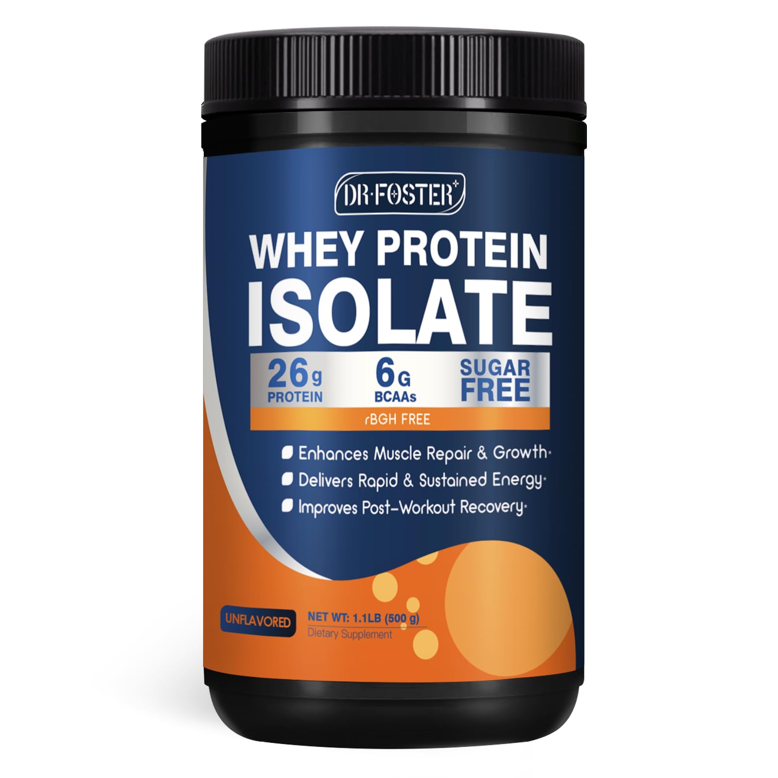DRFOSTER Whey Protein Powder Isolate - Unflavored, Grass-Fed, 26g Protein & 6g BCAAs for Muscle Growth & Recovery DRFOSTER buy supplements canada