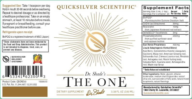 Quicksilver Scientific The ONE Mitochondrial Elixir - Mitochondria Supplement to Support Cellular Health with Phosphatidylcholine, Resveratrol, Reishi Mushroom & CoQ10 Liquid (3.38 Fl oz / 100ml) Quicksilver Scientific buy supplements canada