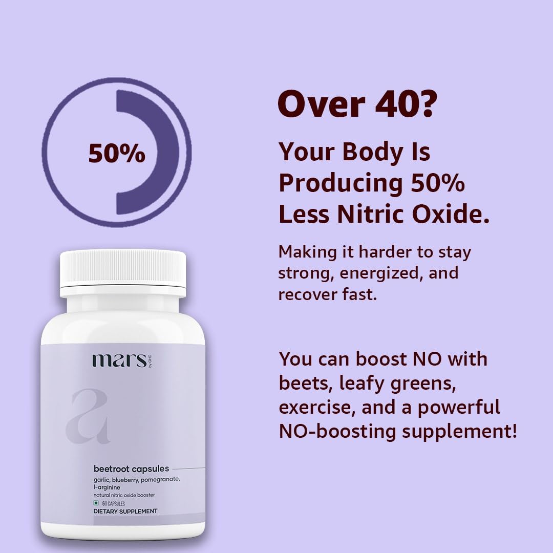 MarsbyGHC Natural Beetroot Capsules | with Garlic, Blueberry, Pomegranate & L-Arginine | Plant-Based Supplement | Pack of 1 mars by GHC buy supplements canada
