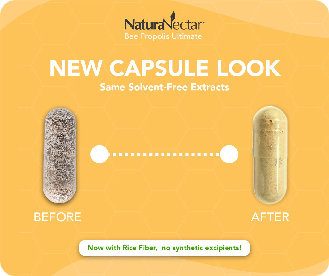 NaturaNectar - Ultimate Bee Propolis Capsules - NSF Contents Certified -Brazilian Red, Brown, & Green - Gluten-Free Supplement with Flavonoids - Naturally Sourced Through Ethical Beekeeping (60pcs.) NaturaNectar buy supplements canada