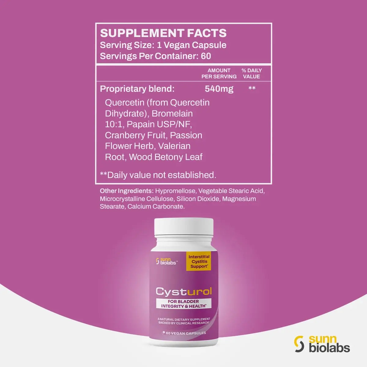 CYSTUROL® Bladder Support Supplement | Interstitial Cystitis (IC) | Bladder Pain | Urinary Tract Health | Clinically Studied Formula for Bladder Inflammation, UTI, Mast Cell Support & Urinary Urgency SUNN BIOLABS buy supplements canada