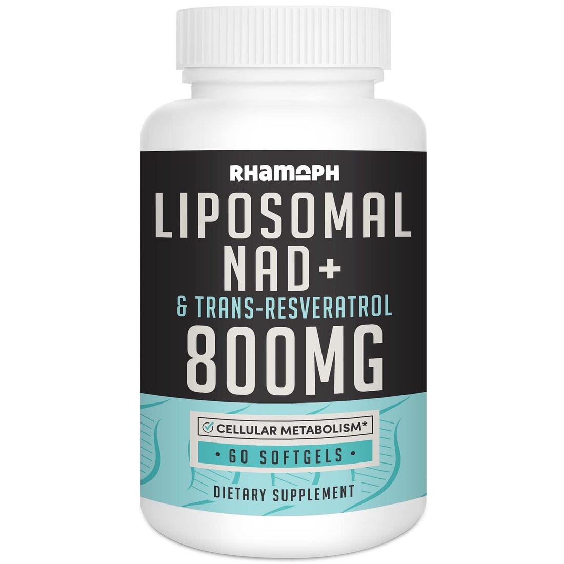 Rhamoph Liposomal NAD+ 800 mg with Trans-Resveratrol 300 mg, Max Absorption, Actual NAD+ Boosting Supplement for Healthy Aging, Cellular Energy, DNA Repair, Longevity - 60 Softgels Rhamoph buy supplements canada